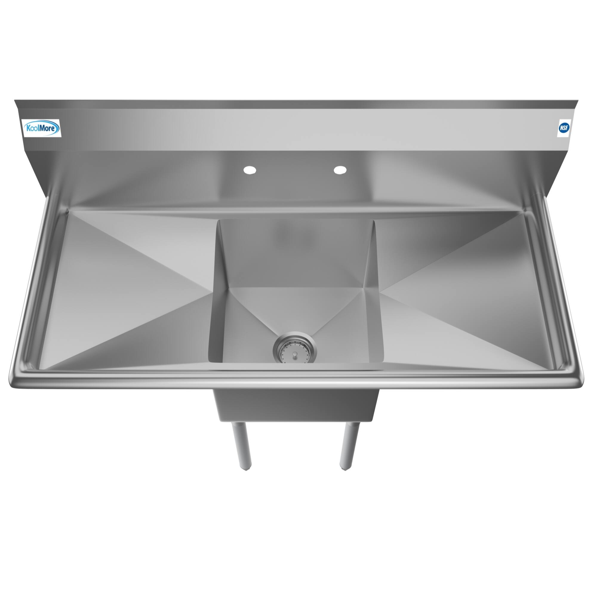 Left. Koolmore - 45 in. One Compartment Stainless Steel  Sink with Drainboards, Bowl Size 15"x 15"x 12" SA151512-15B3. - Stainless Steel.