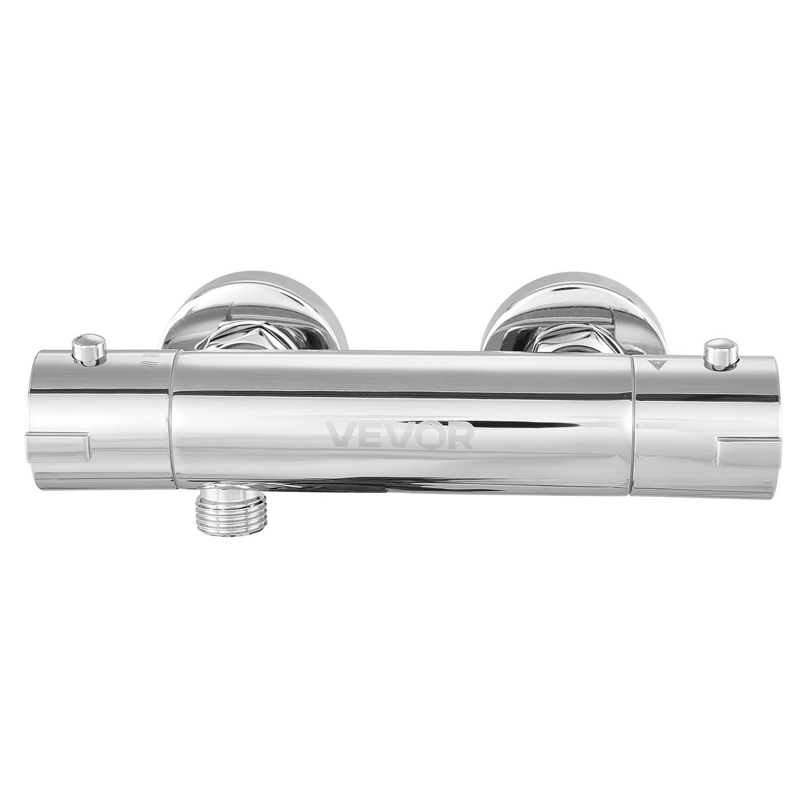 Alt View 5. VEVOR - Thermostatic Shower Faucet Valve, 100℉ Secure Lock Thermostatic Shower Valve Trim Mixer, Hot Cold Water Showering Faucet - Sliver.