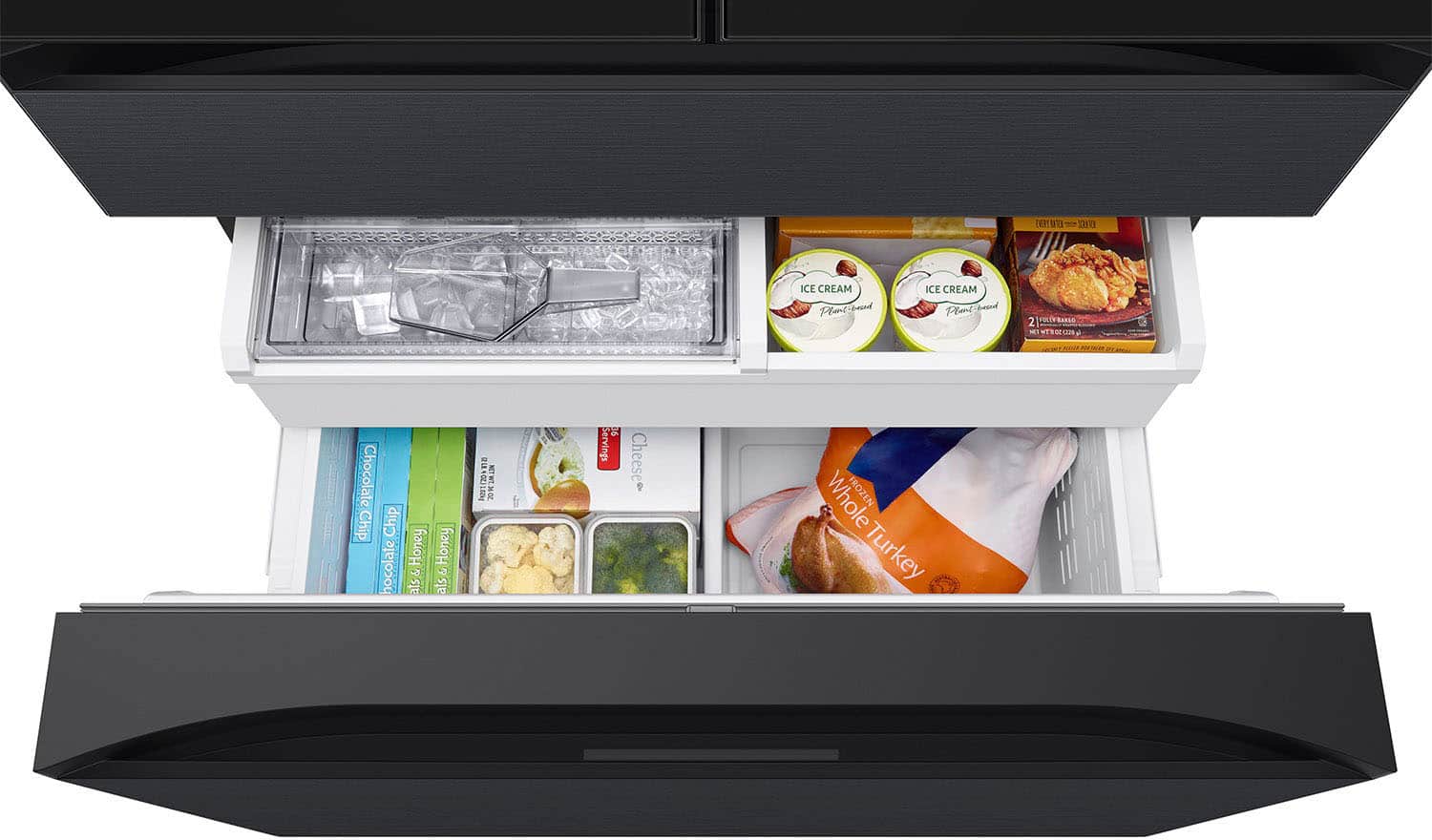 The text on the image reads:
"Ice Cream Plant-based Beard Ice Cream Part-bearded booed 2 Fooly Bars 3 ats & 0)10kg P OZ as Servings Cheese Whole FROZEN Turkey"
Corrected text:
"Ice Cream Plant-based Beard Ice Cream Part-bearded booed 2 Fooly Bars 3 ats & 0.10kg P OZ as Servings Cheese Whole FROZEN Turkey"