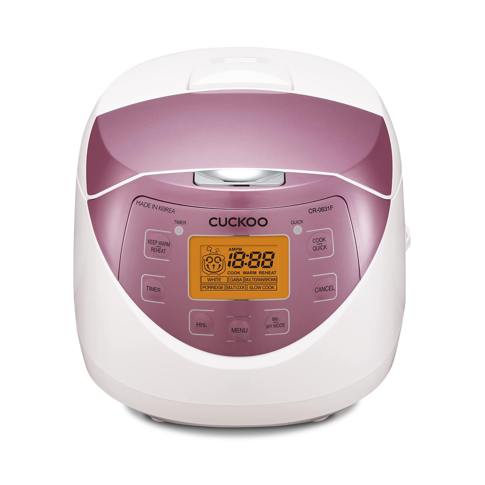 CUCKOO ELECTRONICS - Cuckoo Rice Cooker 12 Cups Cooked Warmer with Nonstick Pot 7 Menu Options and Micom Fuzzy Logic Tech (CR-0631F) - Pink