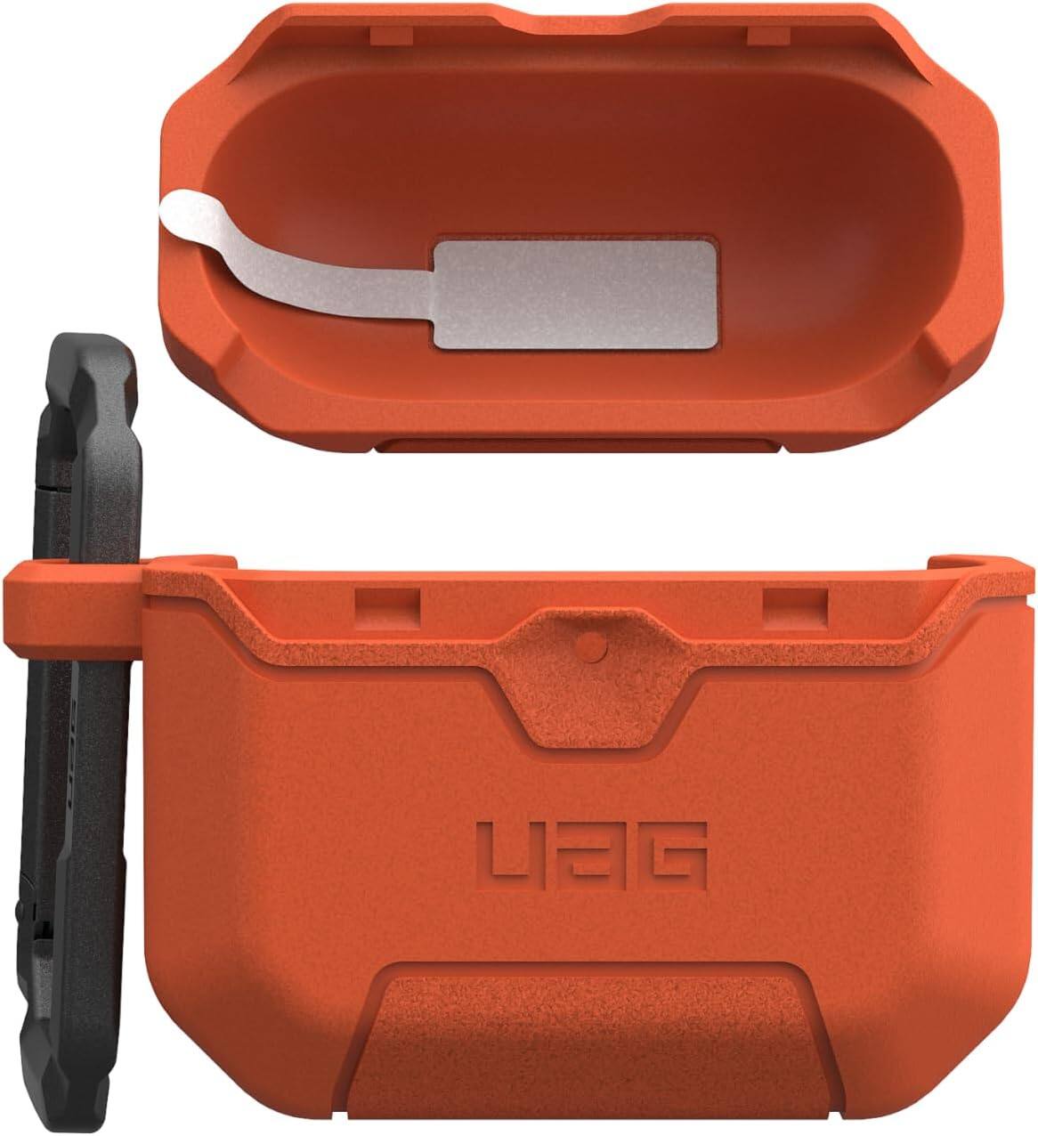 Alt View 5. UAG - UAG Designed for AirPods 4th Gen Case Scout, Rugged Military Grade Drop Proof Protective Cover with Detachable Carabiner - Rust.