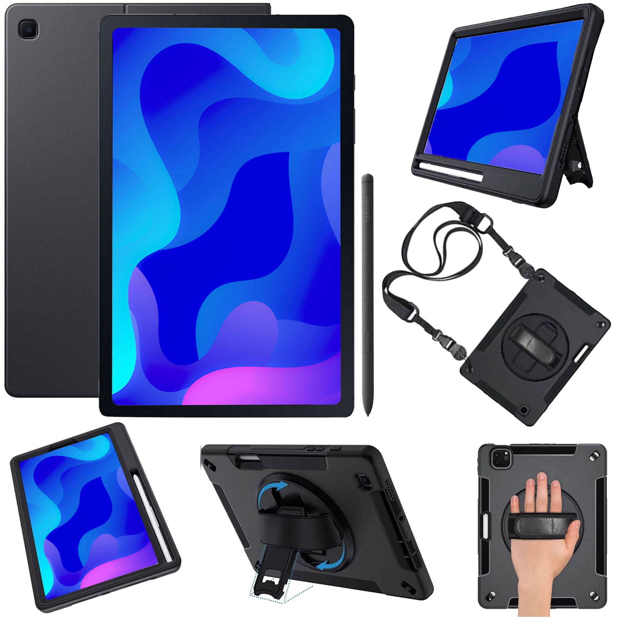 Front. Samsung - Samsung Galaxy Tab S6 Lite 10.4" Tablet and 10.4" Tablet Case Bundle - Black.