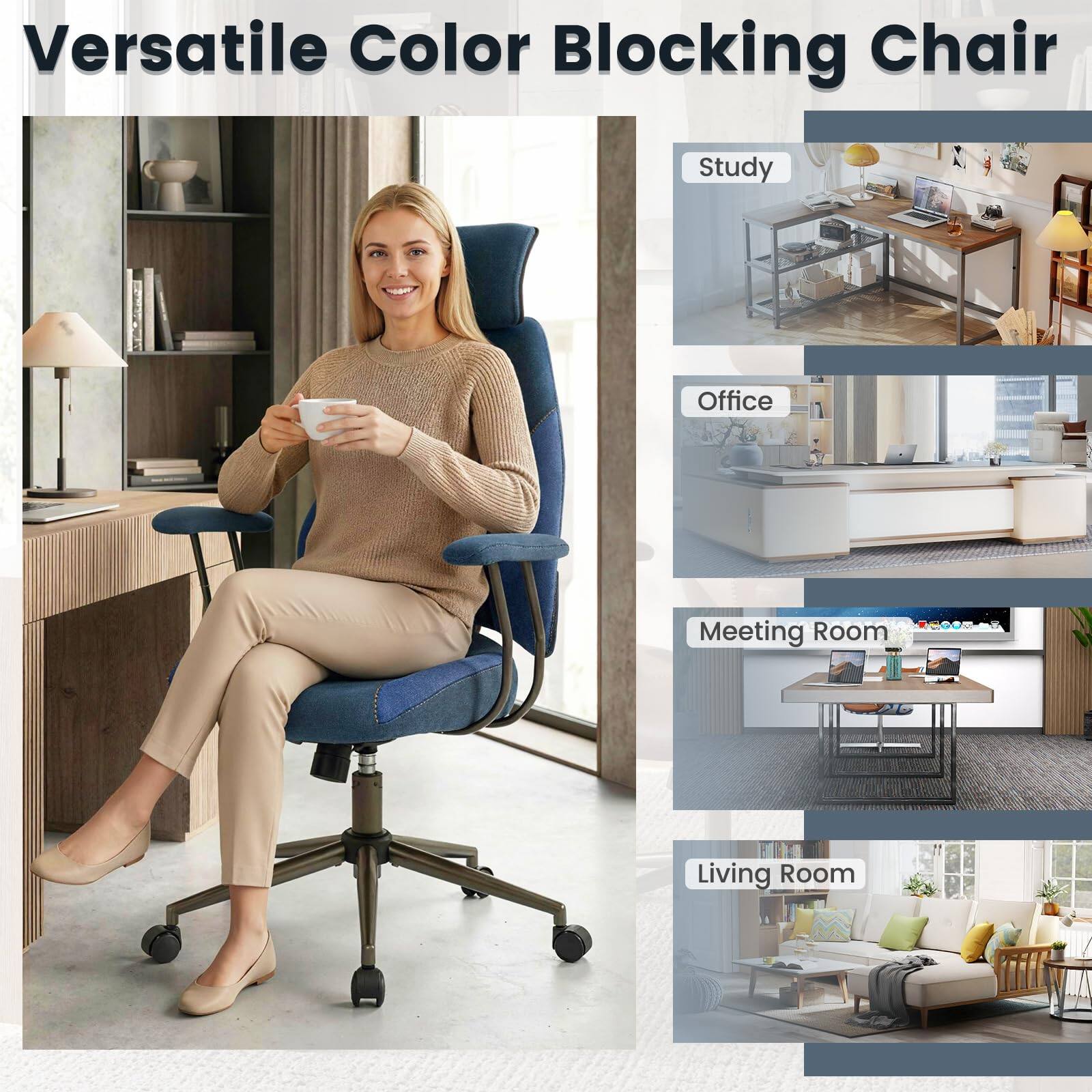 Versatile Color Blocking Chair

Study  
Office  
Meeting Room  
Living Room