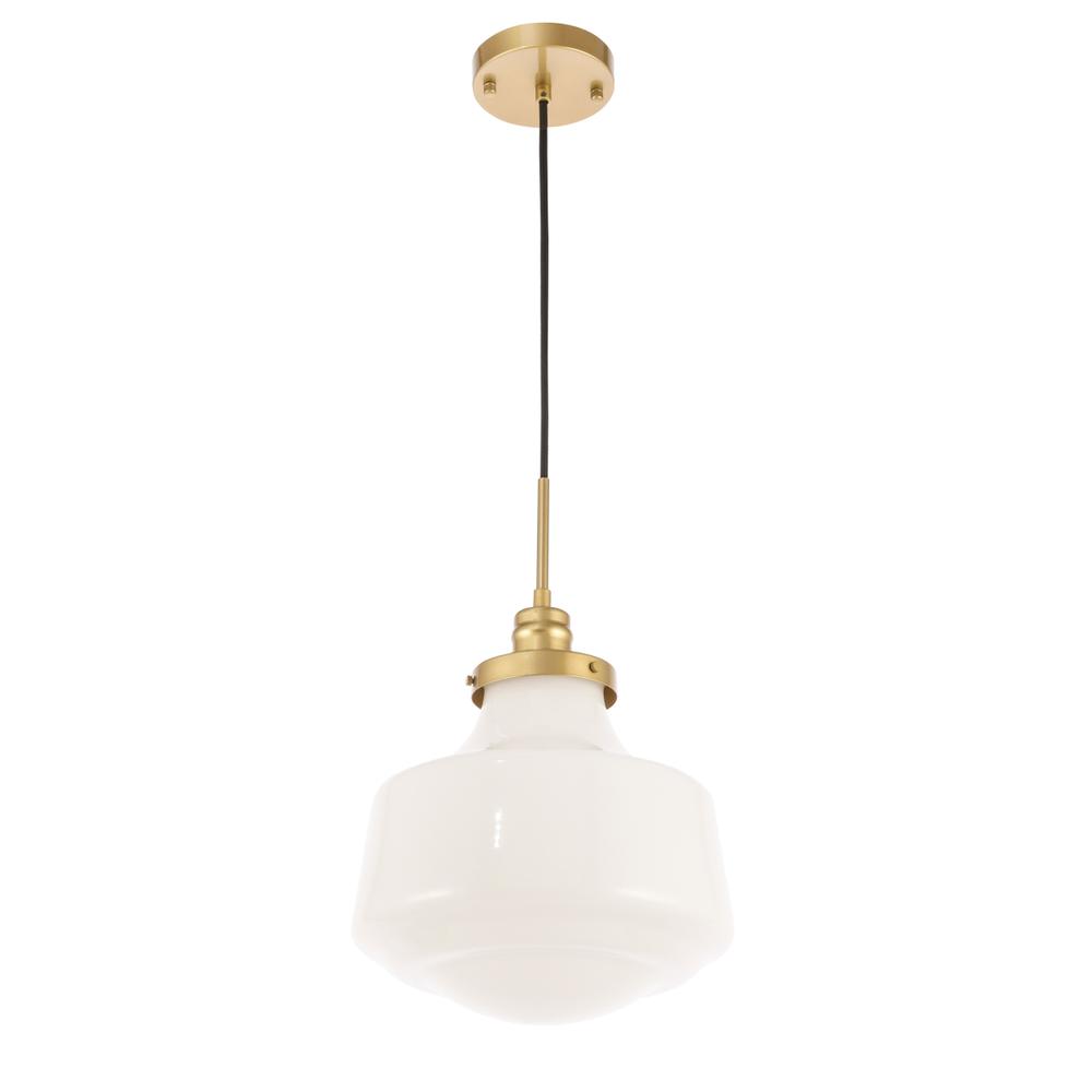 Alt View 5. Living District - Lyle 1 light Brass and frosted white glass pendant - Brass And Frosted White Glass.