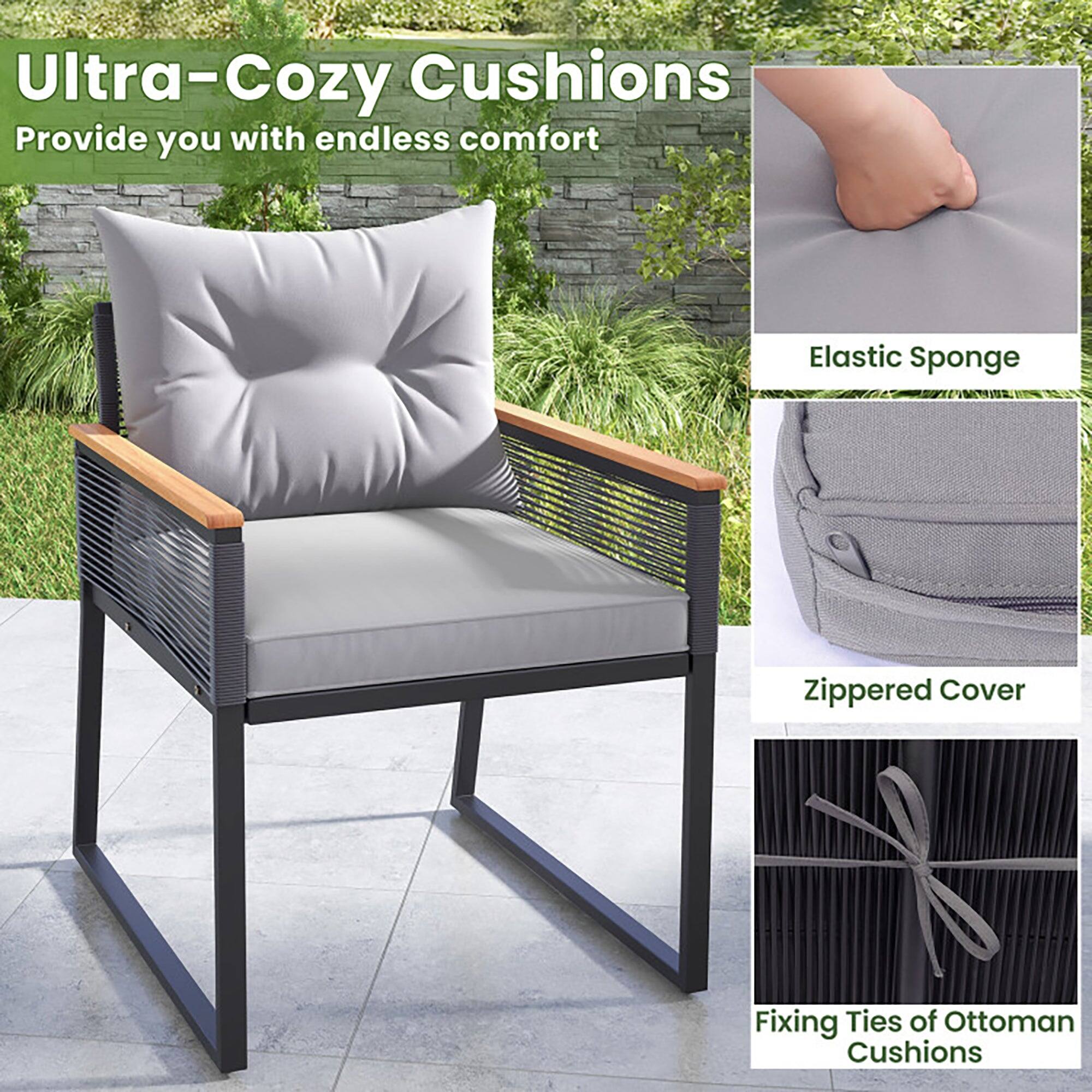 Ultra-Cozy Cushions  
Provide you with endless comfort  

- Elastic Sponge  
- Zippered Cover  
- Fixing Ties of Ottoman Cushions