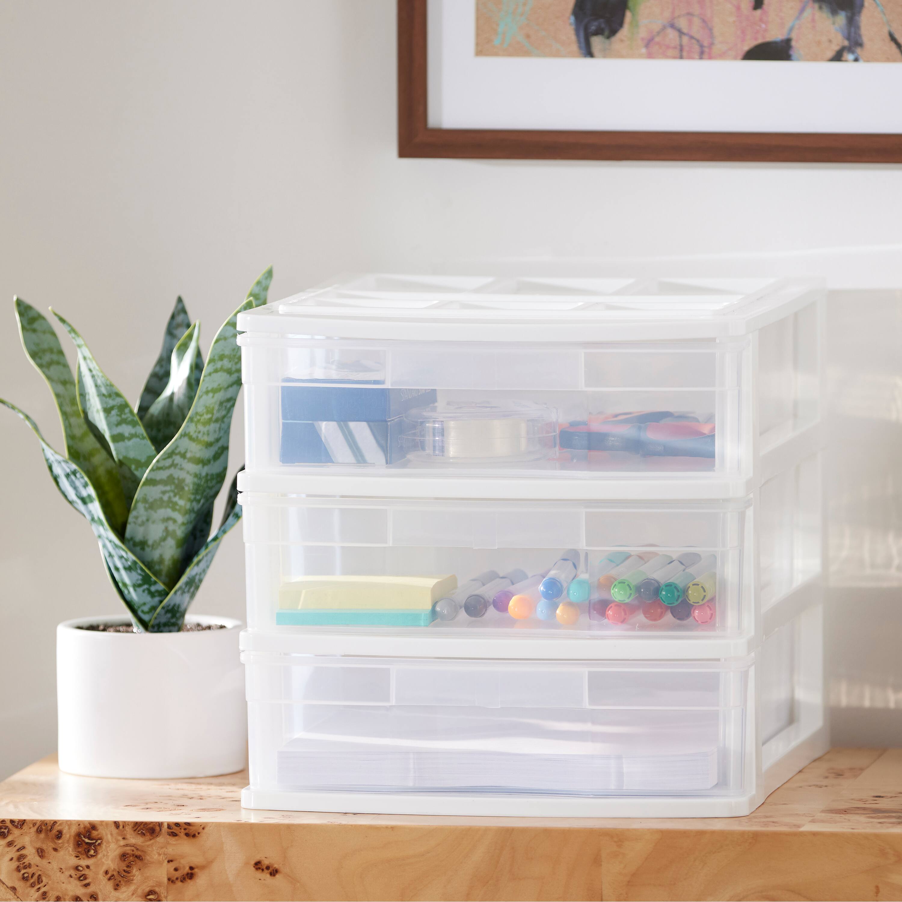 Alt View 2. Gracious Living - Gracious Living 3 Drawer Desktop Countertop Storage with Organizer Lid, White.