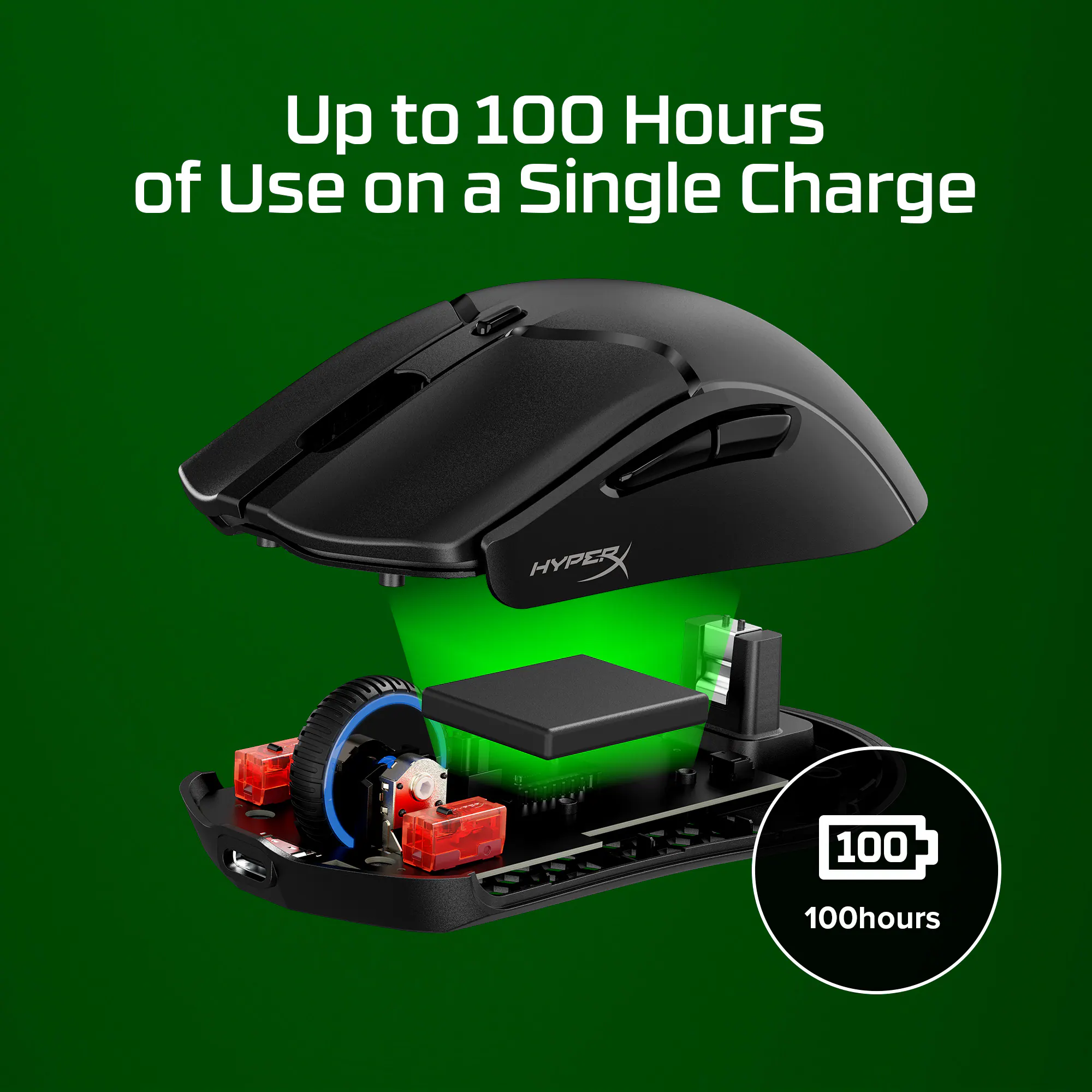 Up to 100 hours of use on a single charge.