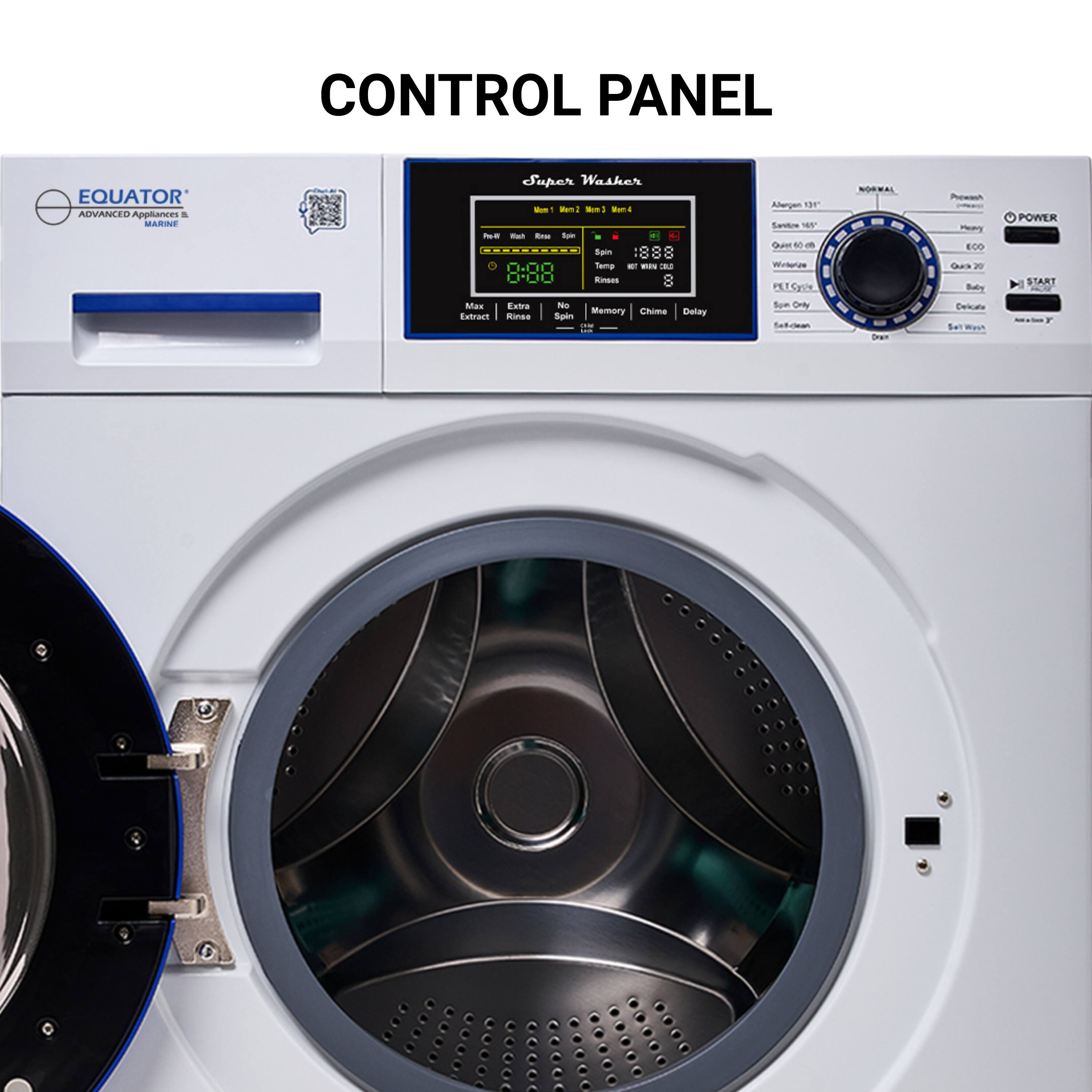 CONTROL PANEL

EQUATOR  
ADVANCED Appliances & MARINE

Super Washer

Program: Wash  
Mode: 1  
Spin: 1888  
Rinse: 2  
Temp: 0.00  
C-00  
Knees  
Aerge  
Satow 18N  
Guiet  
a0  
Wottorizn  
PETGr  
Anoea  
Pepy  
E00  
s  
Bully  
POWER  
START  
Max  
Extract  
Extra  
Rinse  
N0  
Sgtn  
Memory  
Chime  
Delay  
Soe  
Onity  
Talda  
SwE  
Celccato  
Sat

Allegro 131  
Normal  
Preshr  
POWER  
START  
Memory  
Chime  
Delay  
Spin Only  
PET Spin  
Self-clean  
Self-wash  
Normal  
Quick 60 min  
Washing  
Quick 20  
Baby  
Eco  
Eco  
Eco  
Eco  
Eco  
Eco  
Eco  
Eco  
Eco  
Eco  
Eco  
Eco  
Eco  
Eco  
Eco  
Eco  
Eco  
Eco  
E