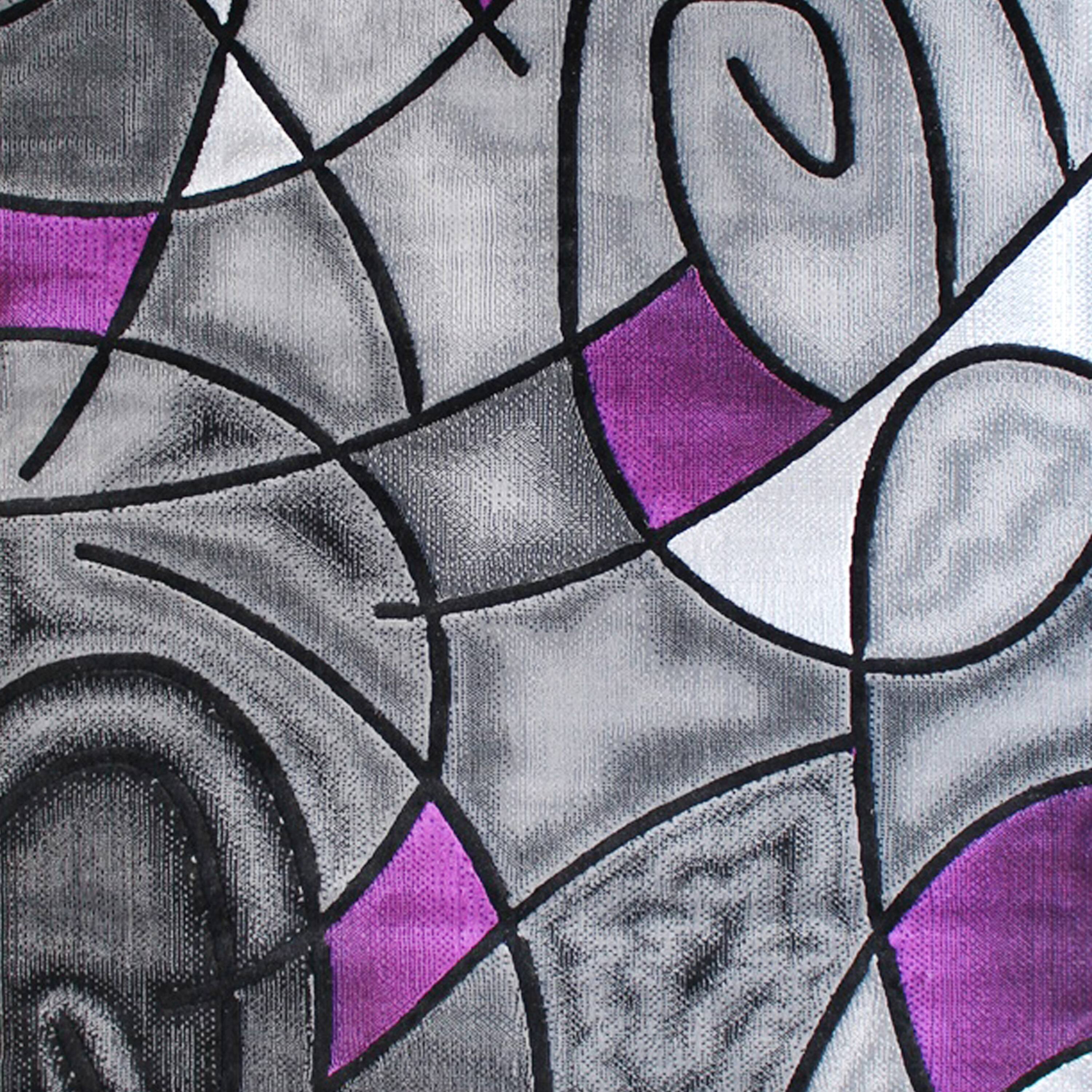 Alt View 6. Emma + Oliver - Urbane Contemporary Abstract Geometric Olefin Accent Rug in Gradient Shades with Natural Jute Backing - Purple.