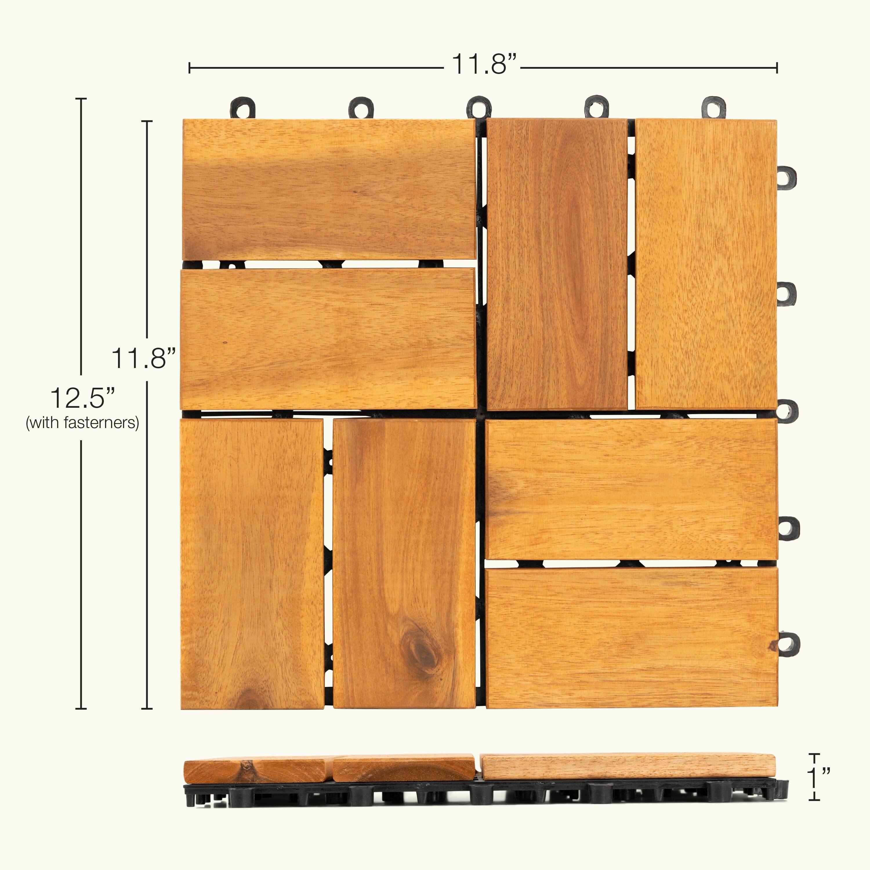 The dimensions of the wooden panel are:

- Width: 11.8 inches
- Height: 12.5 inches (with fasteners)
- Thickness: 1 inch