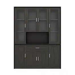 Famapy - Tempered Glass - Door Display & Storage Cabinet - Black