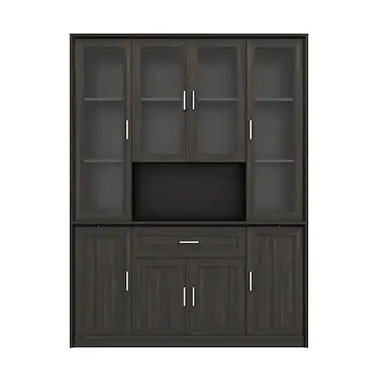 Front. Famapy - Famapy Tempered Glass - Door Display & Storage Cabinet - Black.