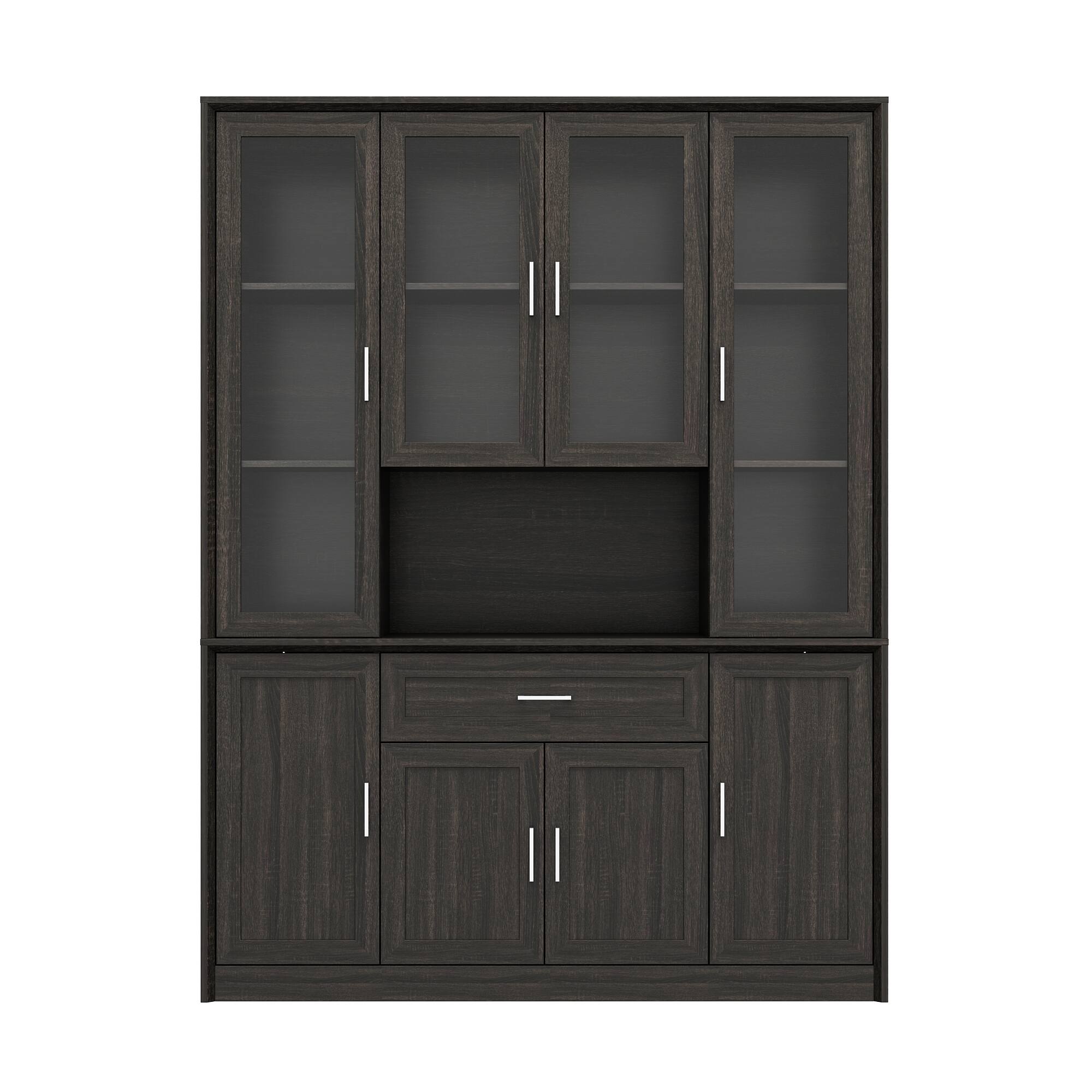 Front. Famapy - Famapy Tempered Glass - Door Display & Storage Cabinet - Black.