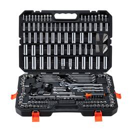 VEVOR - Mechanics Tool Set, 253-Piece Mechanic Tool Kit, 1/4 in, 3/8 in, and 1/2 in Drive, SAE and Metric Socket Set, Wrenches - Black