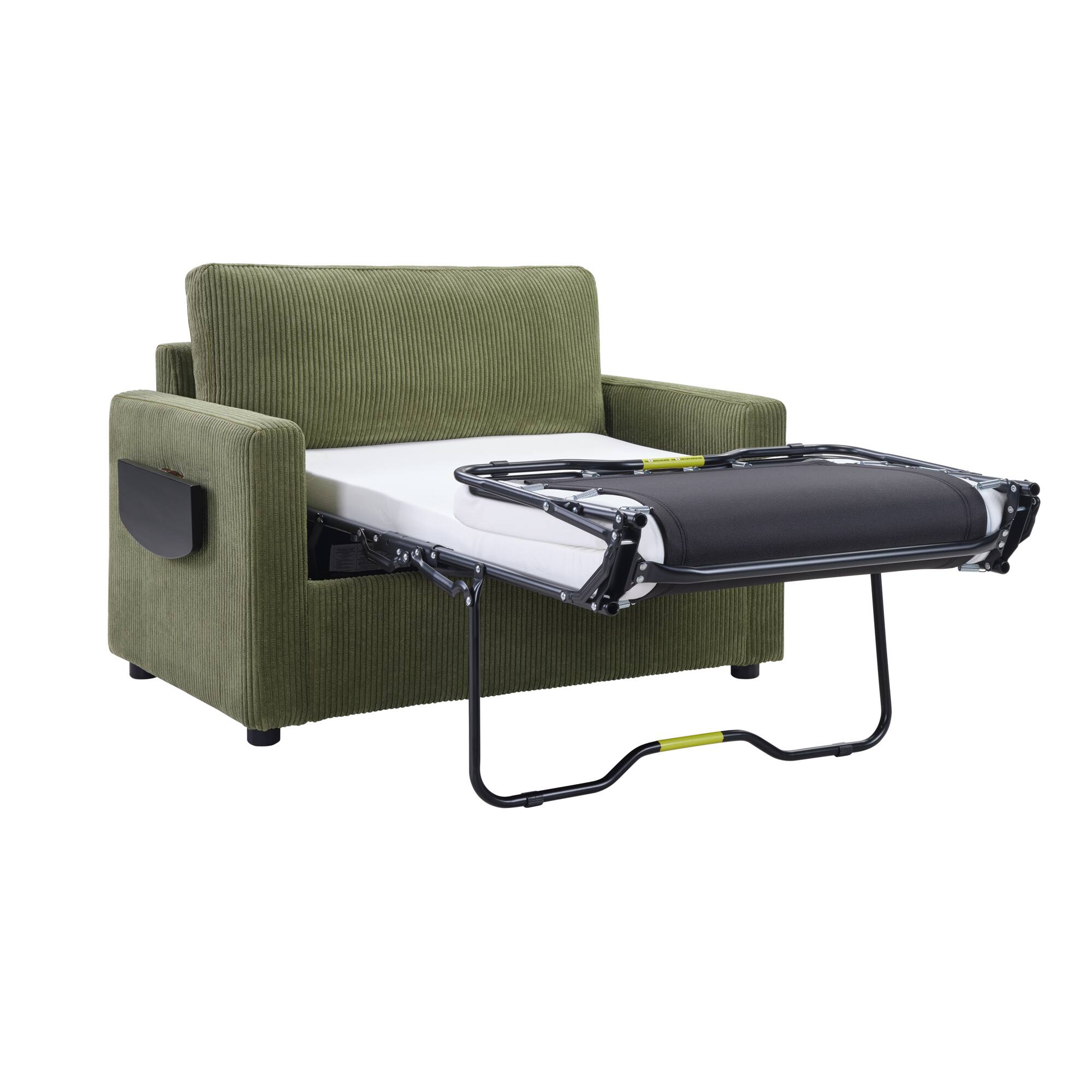 Alt View 10. Tiramisubest - Twin Size Sofa Bed Loveseat Sofa with Foldable Mattress,Side Table,Storage Pocket and USB Ports for Living Room,Green - Green.