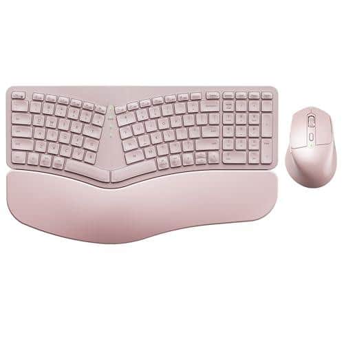 Reds Spade - Km75 And Mouse Combo Comfortable Typing Palm Rest Multi device 2 4g Wired Rechargeable For Multi os Windows - Light Pink
