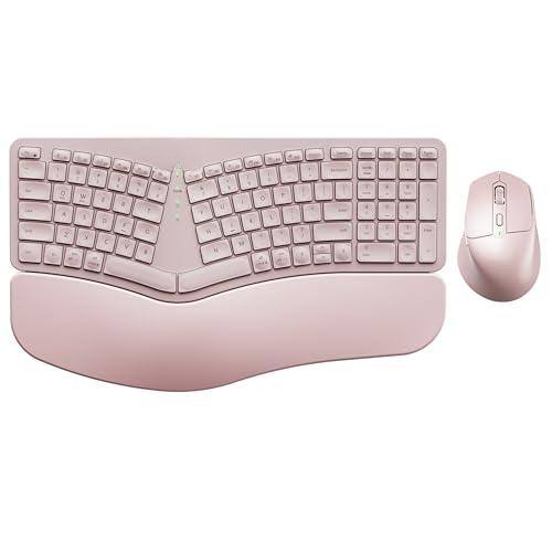 Reds Spade - Km75 And Mouse Combo Comfortable Typing Palm Rest Multi device 2 4g Wired Rechargeable For Multi os Windows - Light Pink