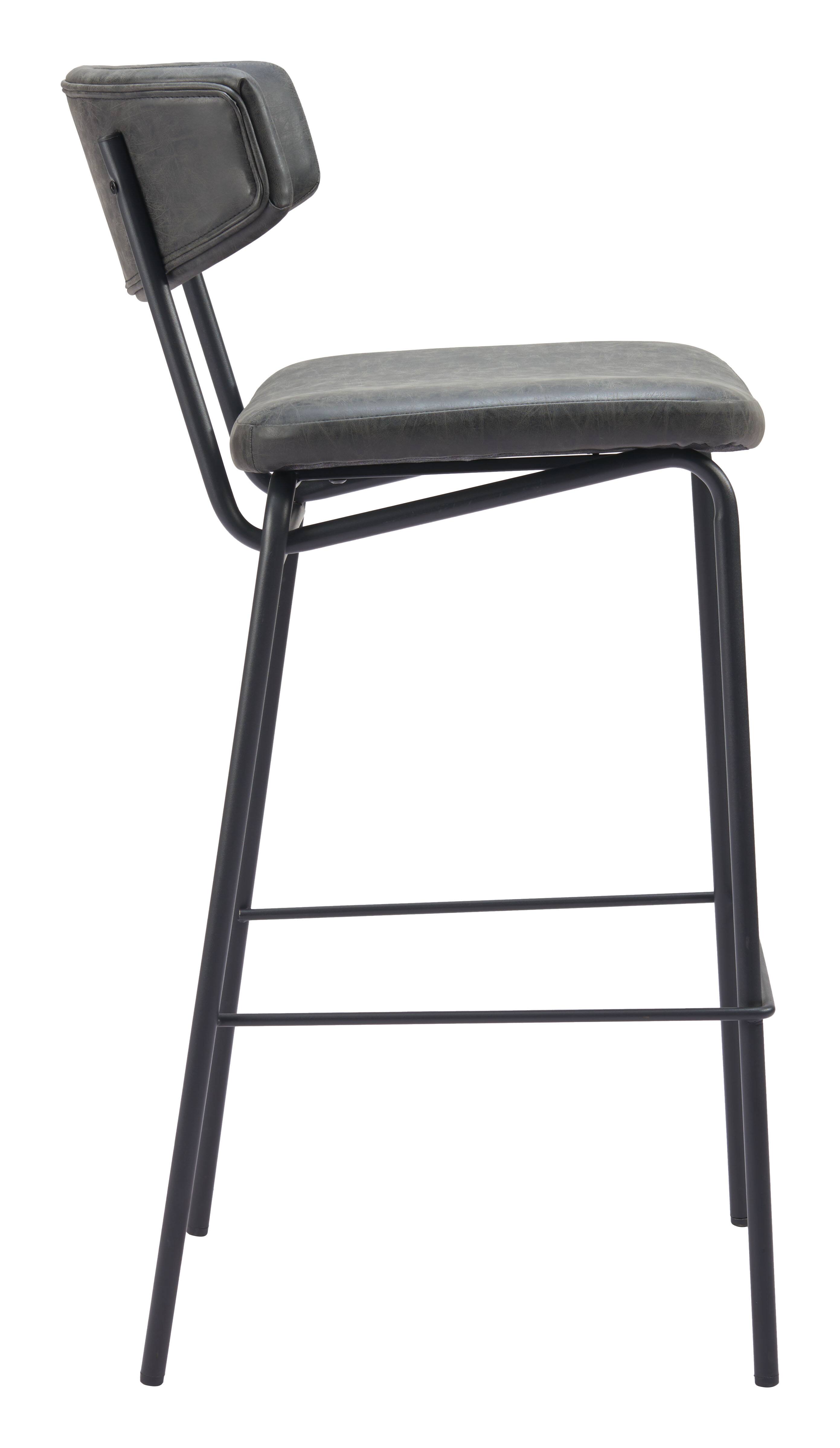 Back. Hivvago - Charon Barstool (Set of 2) Vintage Black - Vintage Black.