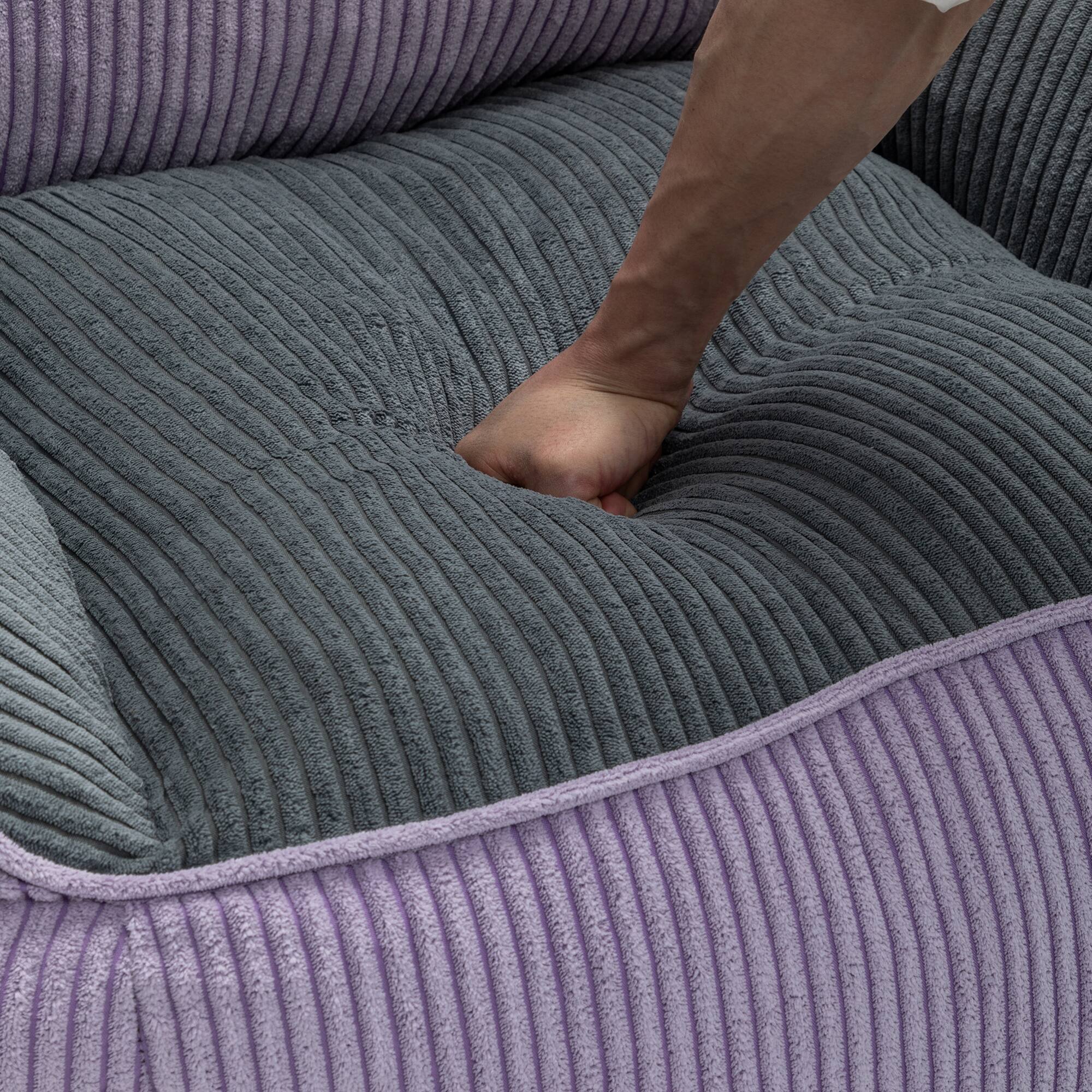 Alt View 7. GOODSILO - Large Corduroy Bean Bag Sofa Chair with Armrests and Included Filler for Living Room and Bedroom - Gray,Purple.
