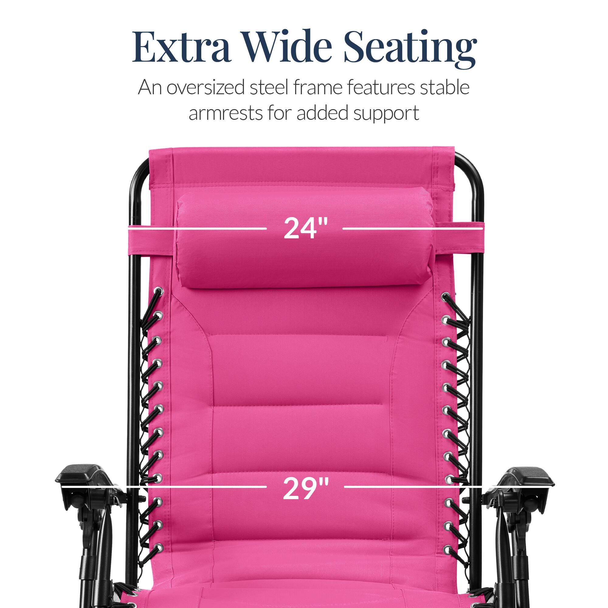Extra Wide Seating

An oversized steel frame features stable armrests for added support

24"

29"