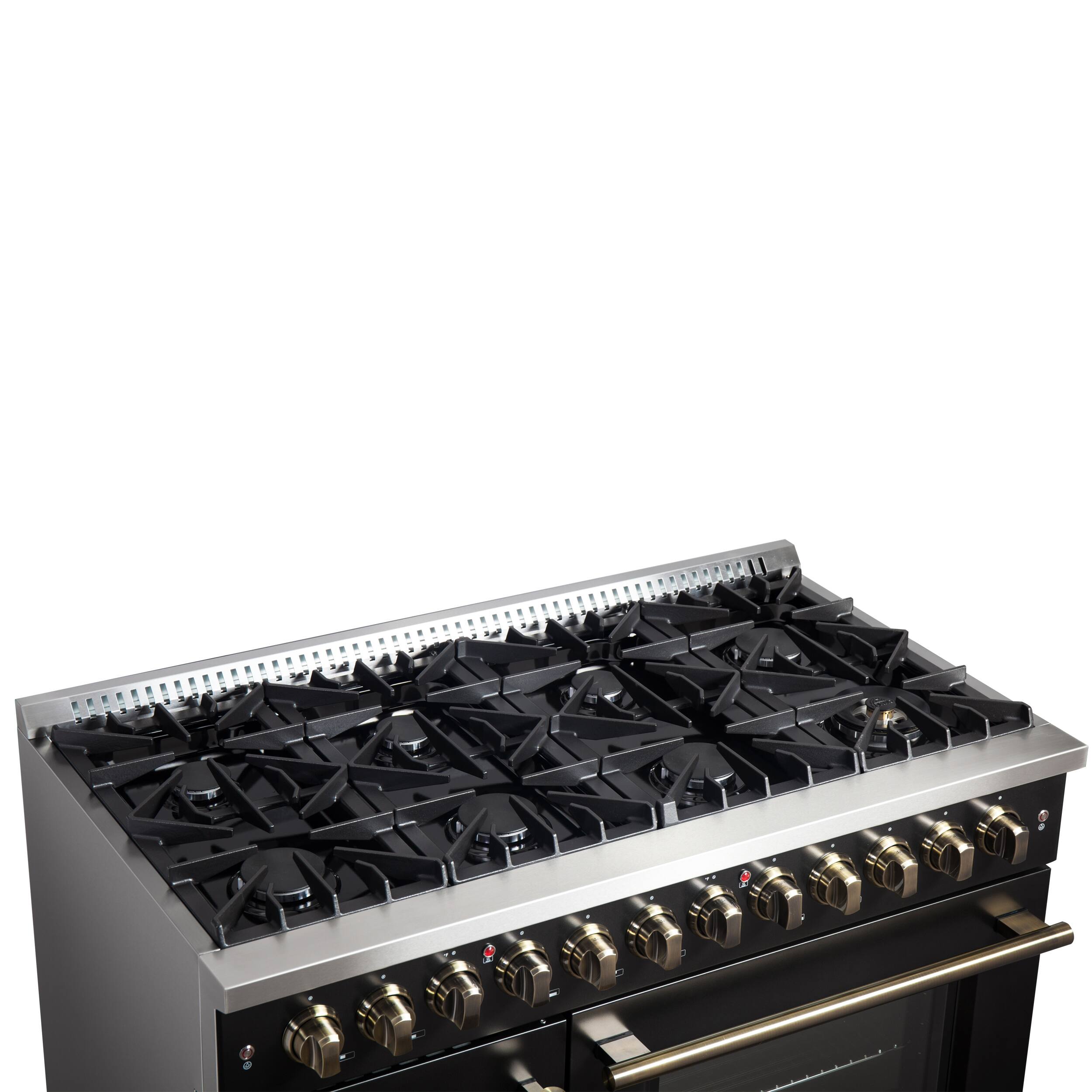 Alt View 5. Forno Appliances - 48 in. Wide 8 Burner Galiano 6.58 Cu. Ft. Freestanding Dual Fuel True Convection Range - Black.