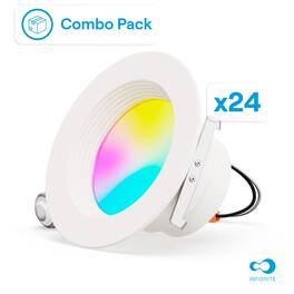 Infibrite - 4 In. WiFi Smart 9W 810LM Recessed Retrofit LED Definitive Series Downlight Kit, Alexa/Google, Wet Rated (24 Pack) - White