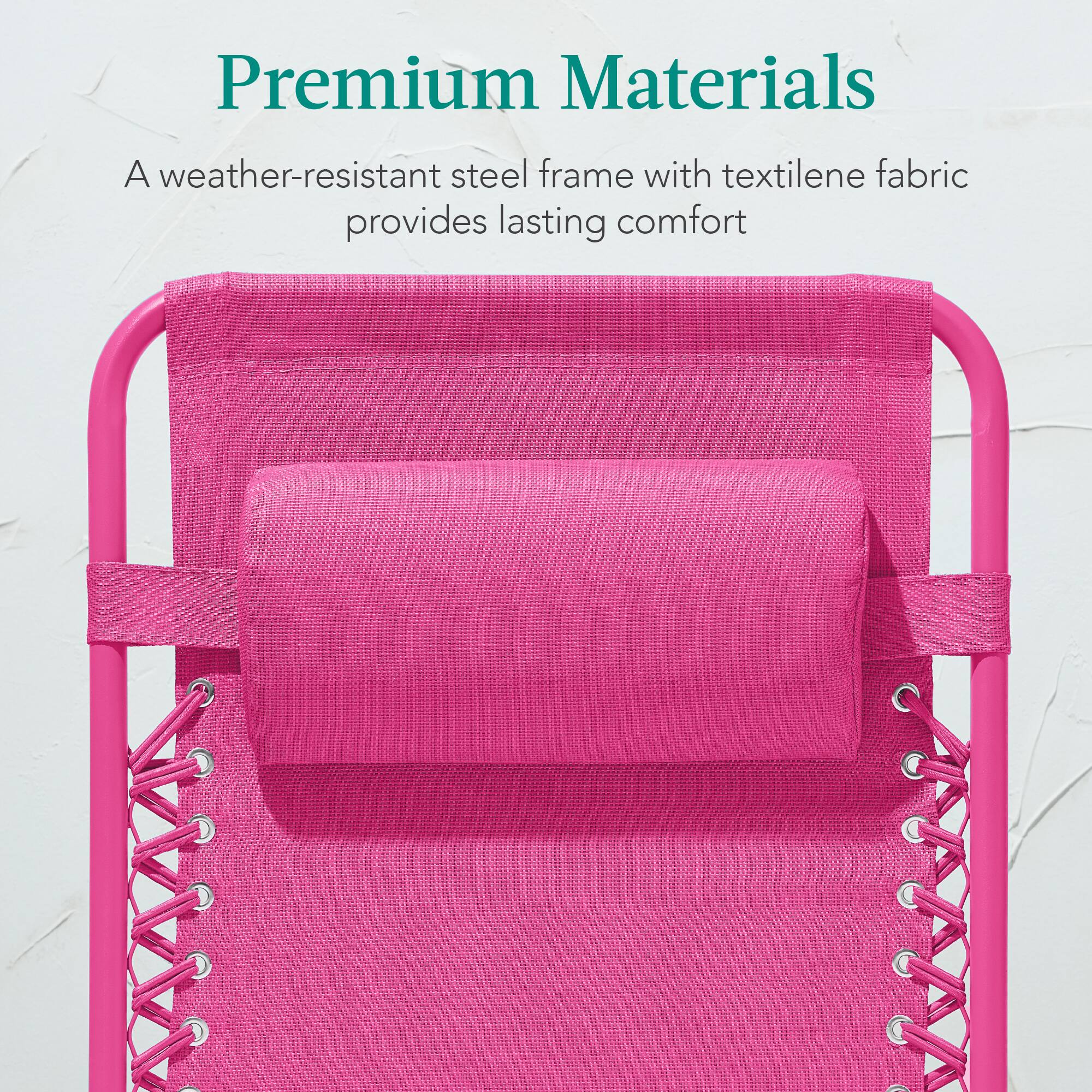 Premium Materials

A weather-resistant steel frame with textilene fabric provides lasting comfort