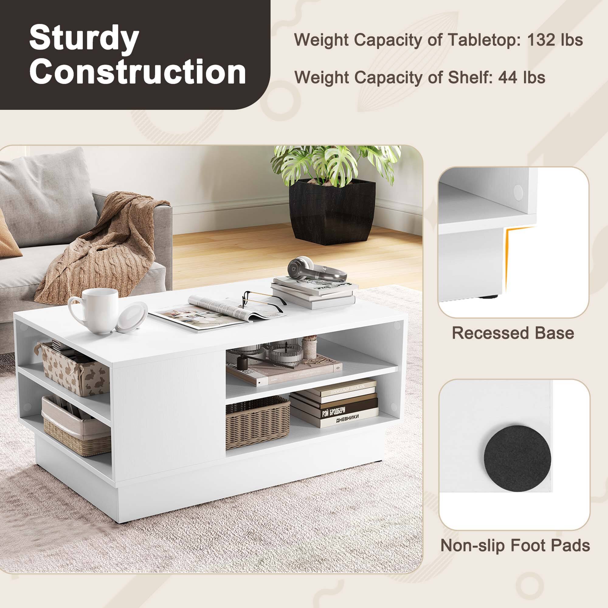 Sturdy Construction: Weight Capacity of Tabletop: 132 lbs Weight Capacity of Shelf: 44 lbs Recessed Base F PAPY Non-slip Foot Pads