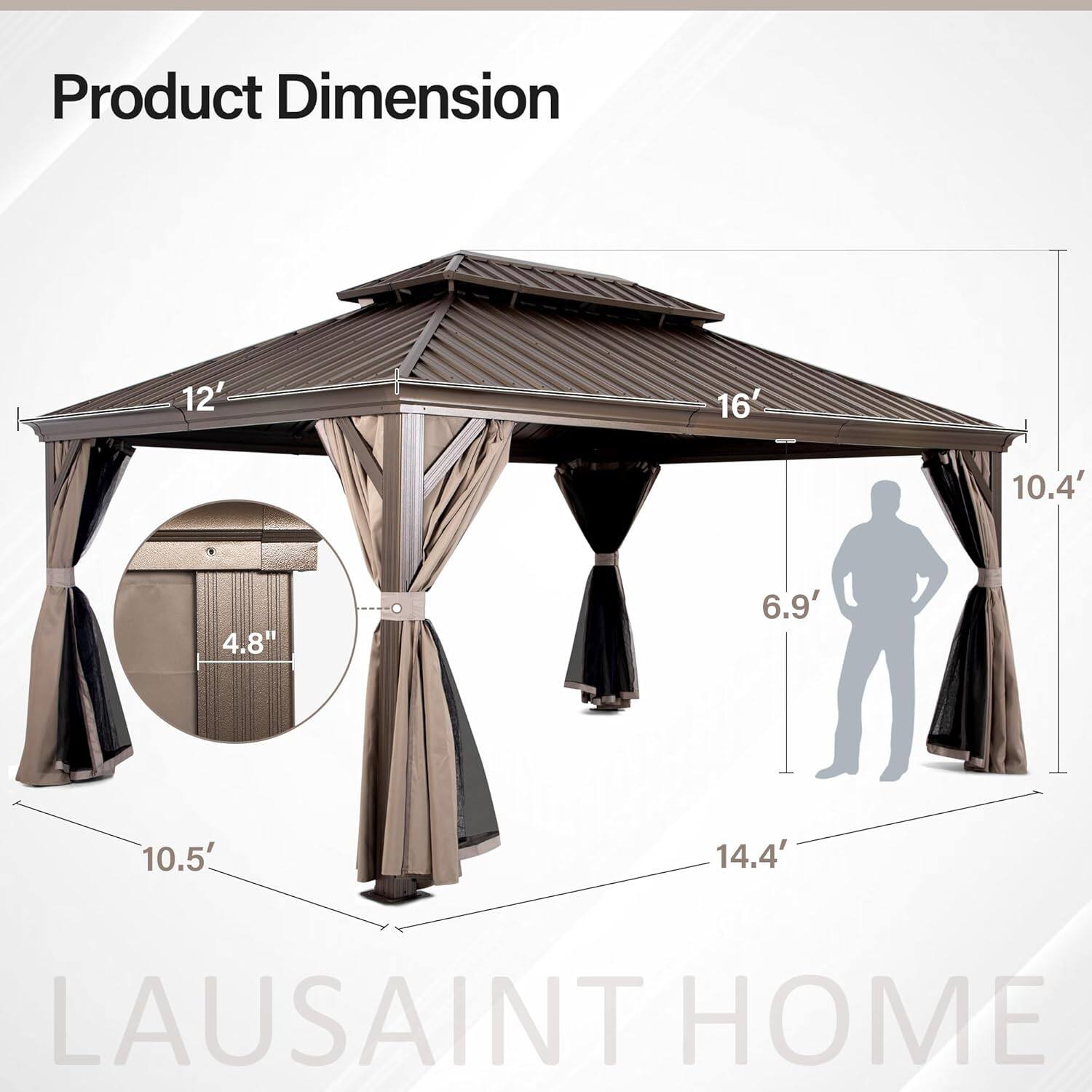Product Dimension

12' x 16' x 10.4' x 6.9' x 10.5' x 14.4'

LAUSANT HOME