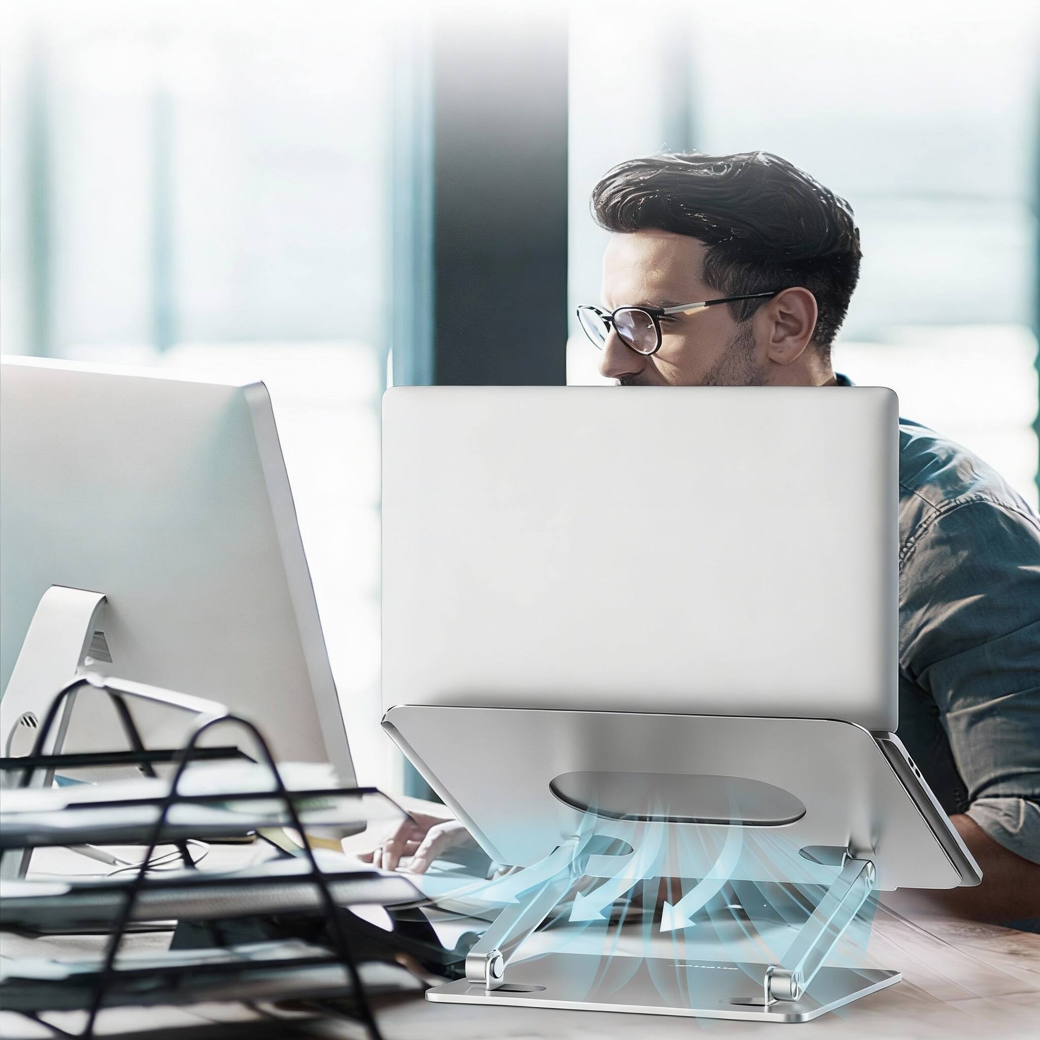 Alt View 3. Frangdom - Adjustable Aluminum Laptop Stand for 17" Notebooks - Silver Aluminum 17" Laptop Stand.