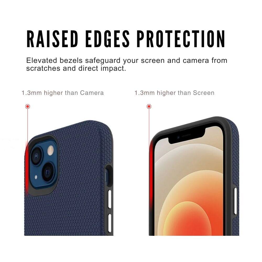 RAISED EDGES PROTECTION
Elevated bezels safeguard your screen and camera from scratches and direct impact.
1.3mm higher than Camera
1.3mm higher than Screen