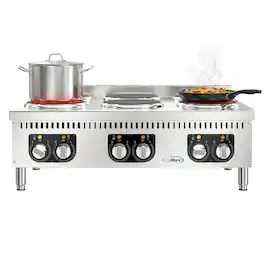 Koolmore - 36 in. 6-Burner Commercial Electric Range Hot Plate, 240V (KM-CRC36-E) - Stainless Steel