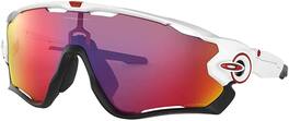 Oakley - Mens OO9290 Jawbreaker Rectangular Sunglasses, 31 mm - Polished White on Black/Prizm Road