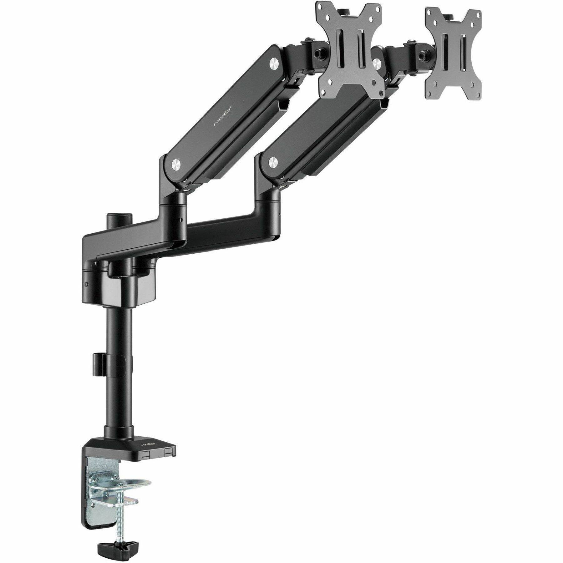 Alt View 4. Rocstor - Rocstor ErgoReach Mounting Arm for LED Display, LCD Display, Monitor - Matt Black - Landscape/Portrait - 2 Display(s) - Matt Black.