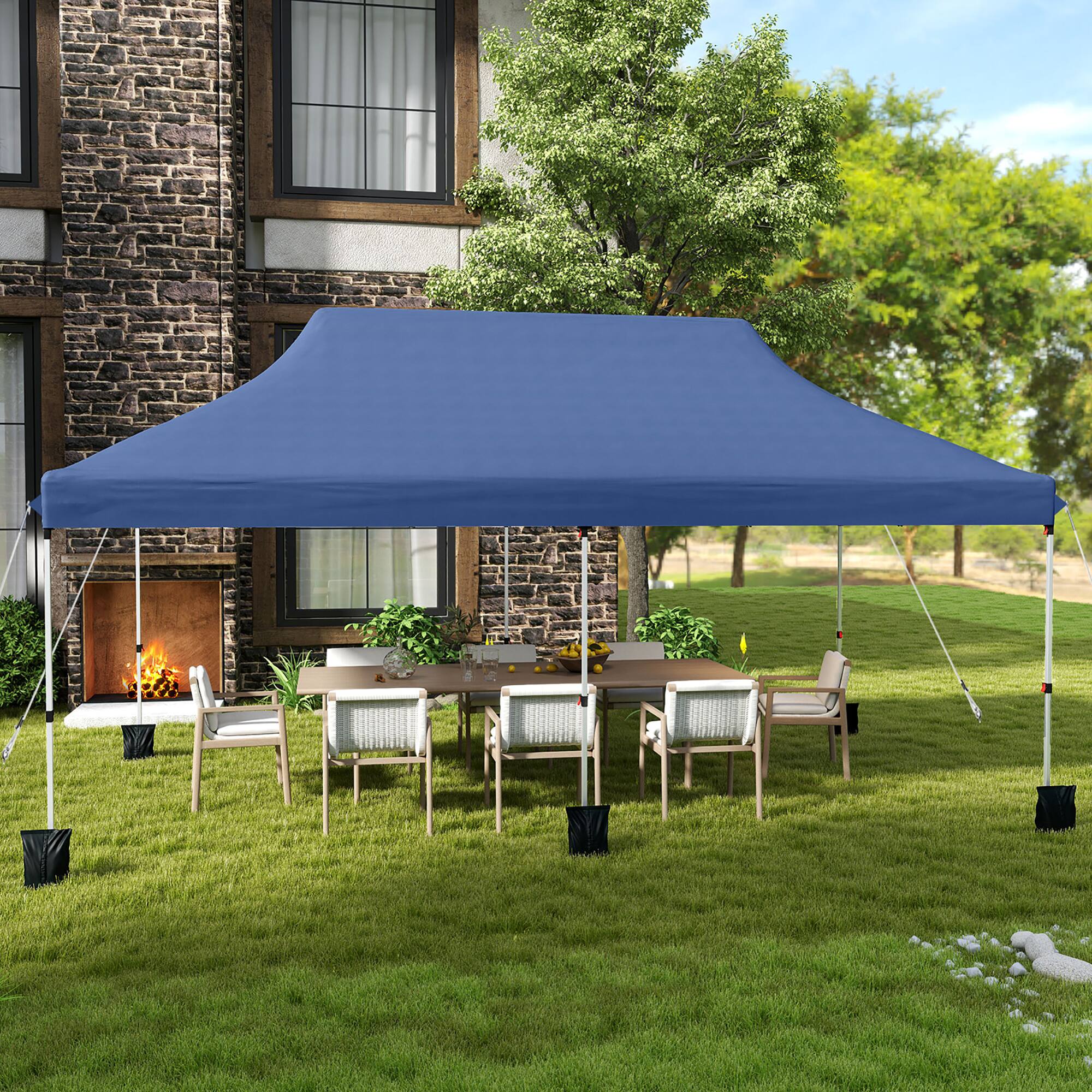 Alt View 1. Gymax - Gymax 10 x 20FT Pop-up Canopy Tent Folding Instant Sun Shelter w/ 3 Adjustable Heights Blue - Blue.