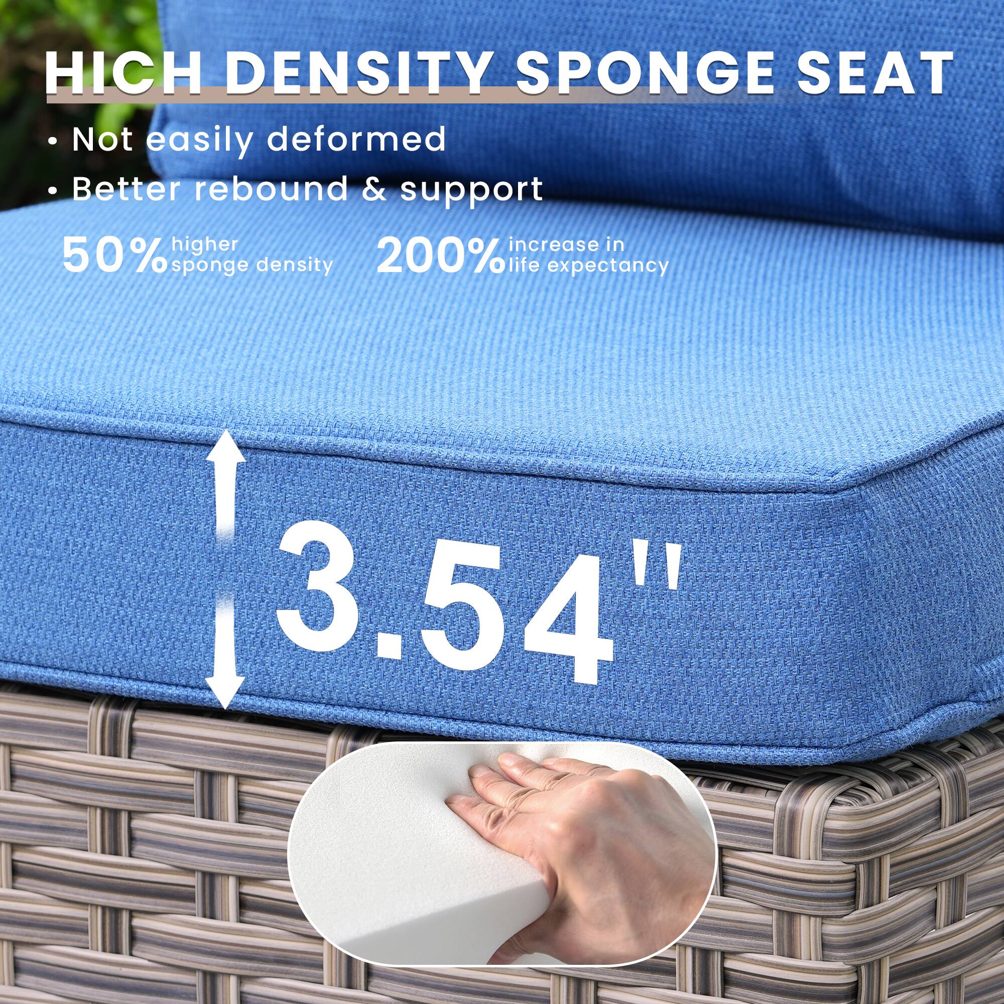 HICH DENSITY SPONGE SEAT  
- Not easily deformed  
- Better rebound & support  
- 50% higher sponge density  
- 200% increase in life expectancy  

3.54"