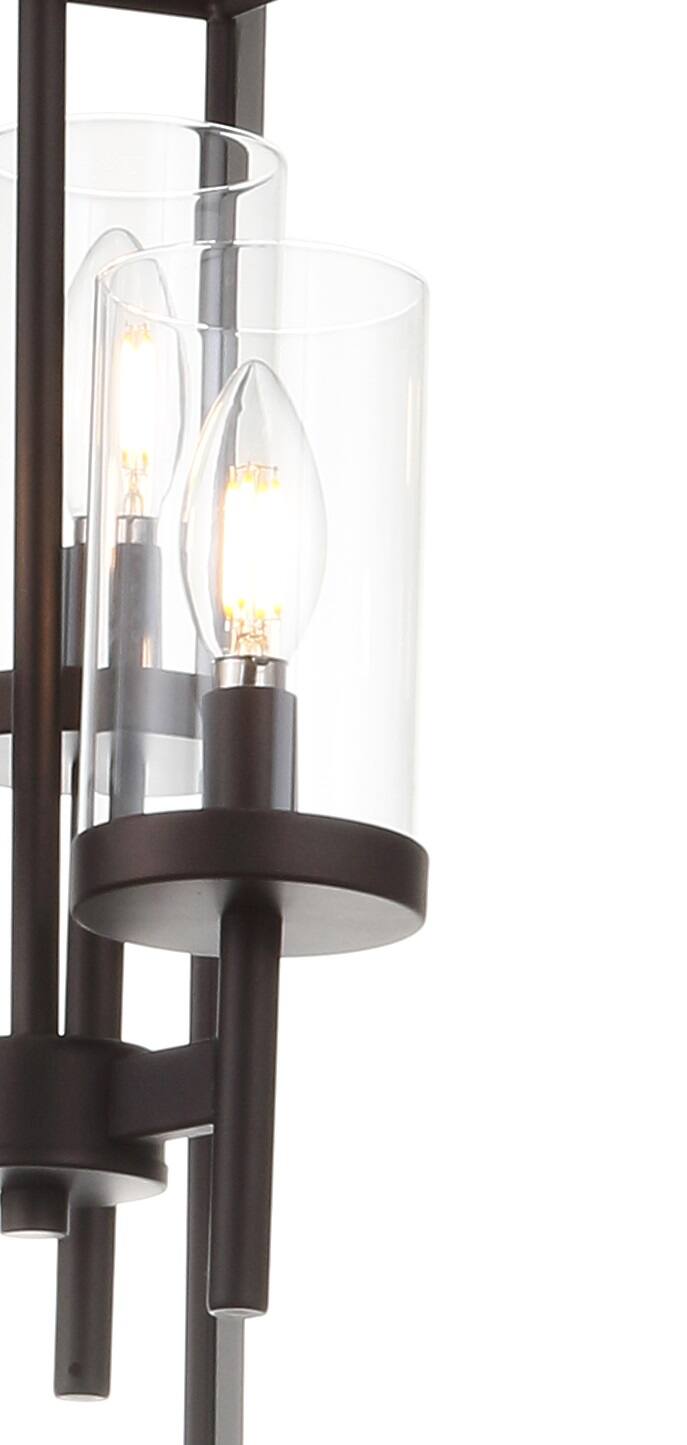 Alt View 4. Jonathan Y - Anna 12" 3-light Metal/Glass LED Pendant, Oil Rubbed Bronze - Oil Rubbed Bronze / Clear.