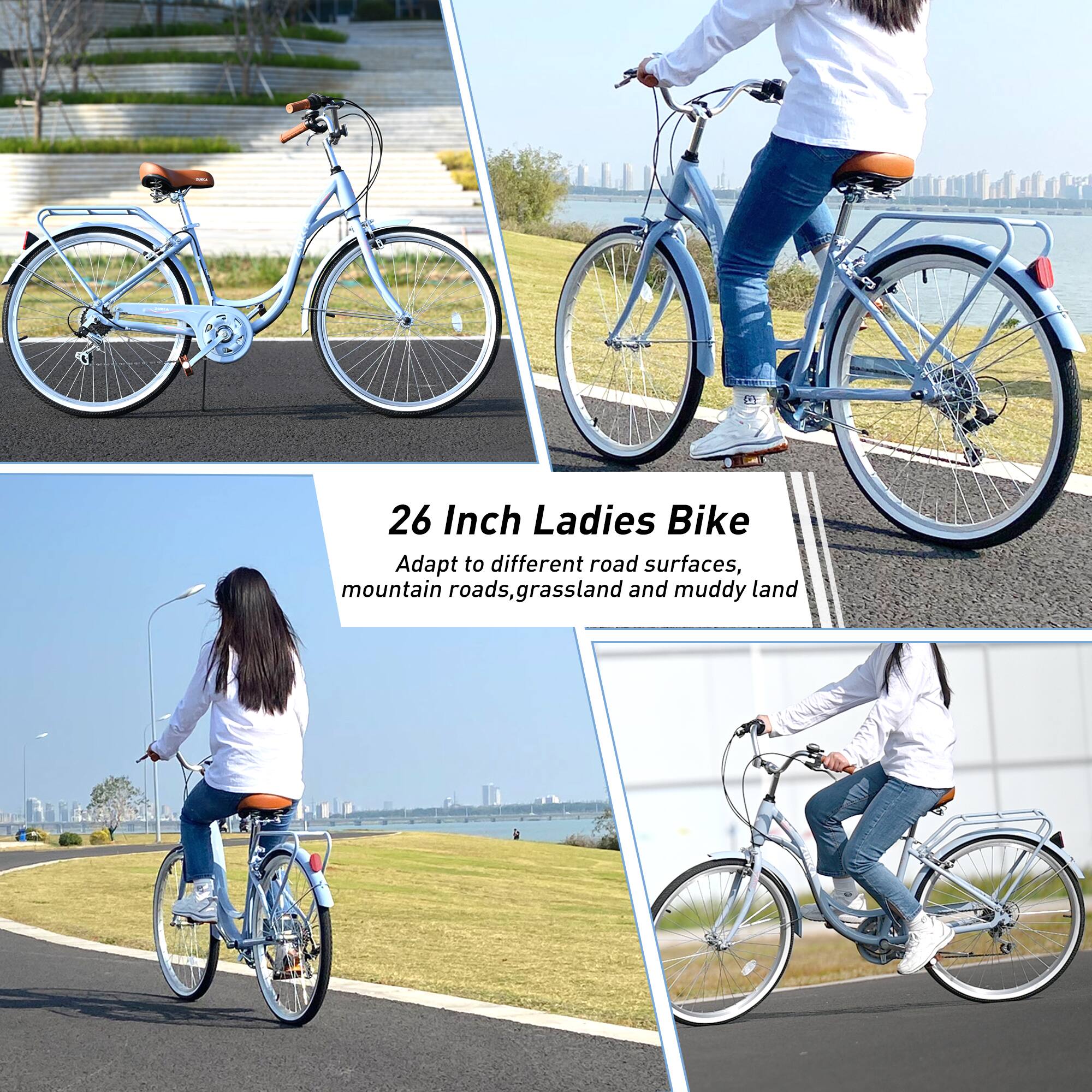 26 Inch Ladies Bike  
Adapt to different road surfaces, mountain roads, grassland and muddy land