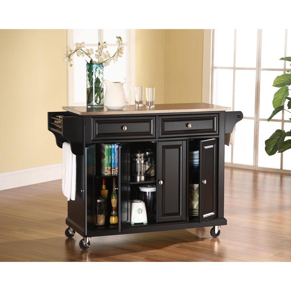 Left. Crosley Furniture - Full Size Stainless Steel Top Kitchen Cart - Black.