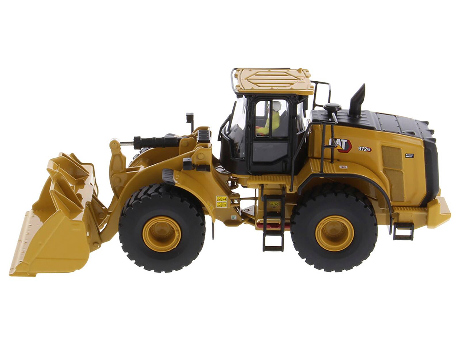 Alt View 1. Diecast Masters - CAT Caterpillar 972 XE Wheel Loader Yellow with Operator "High Line Series" 1/50 Diecast Model by Diecast Masters.