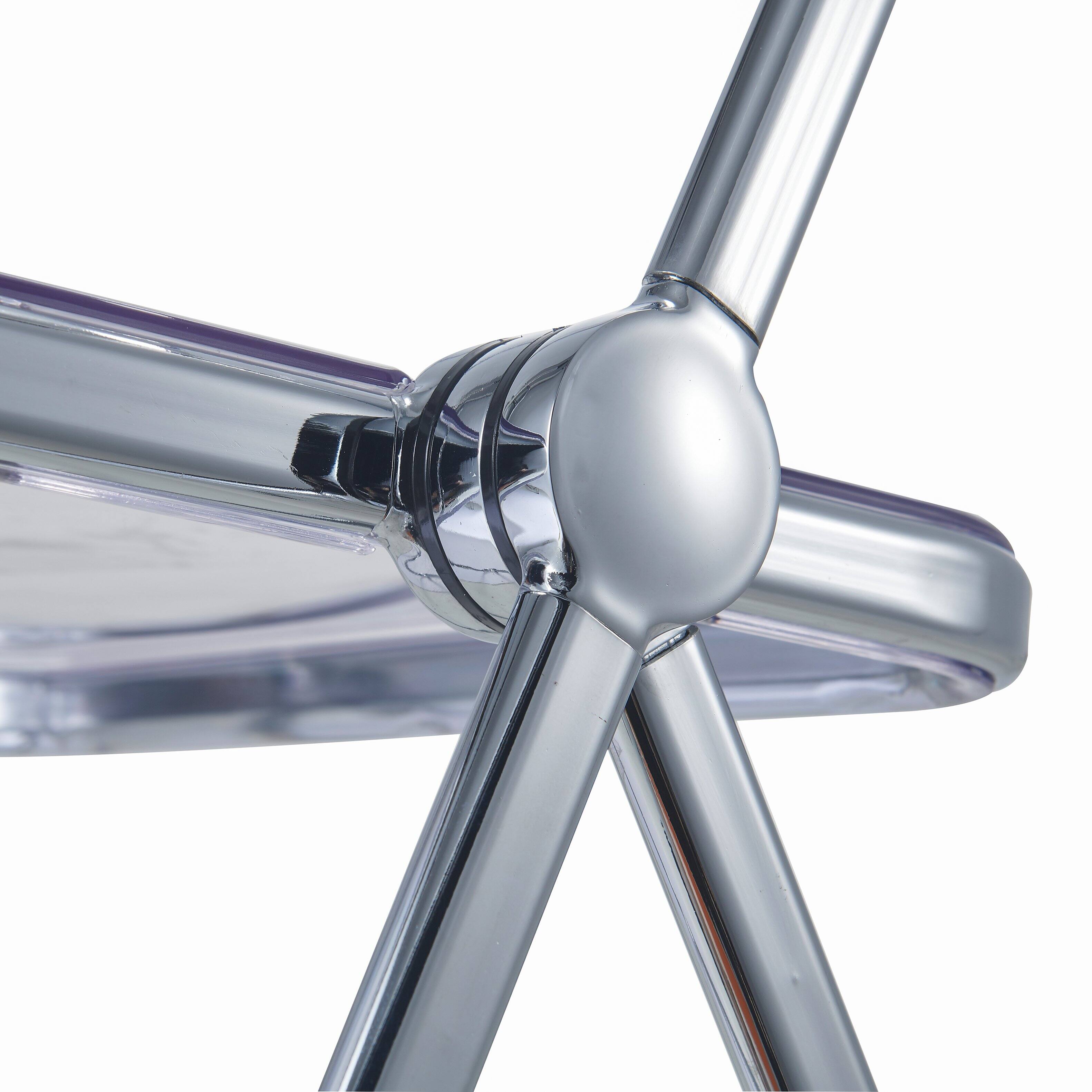 Alt View 6. LeisureMod - Lawrence 2-PCS Clear Accent Chair, Folding Acrylic Design with Chrome Frame, Portable Assembled Seating - Clear.