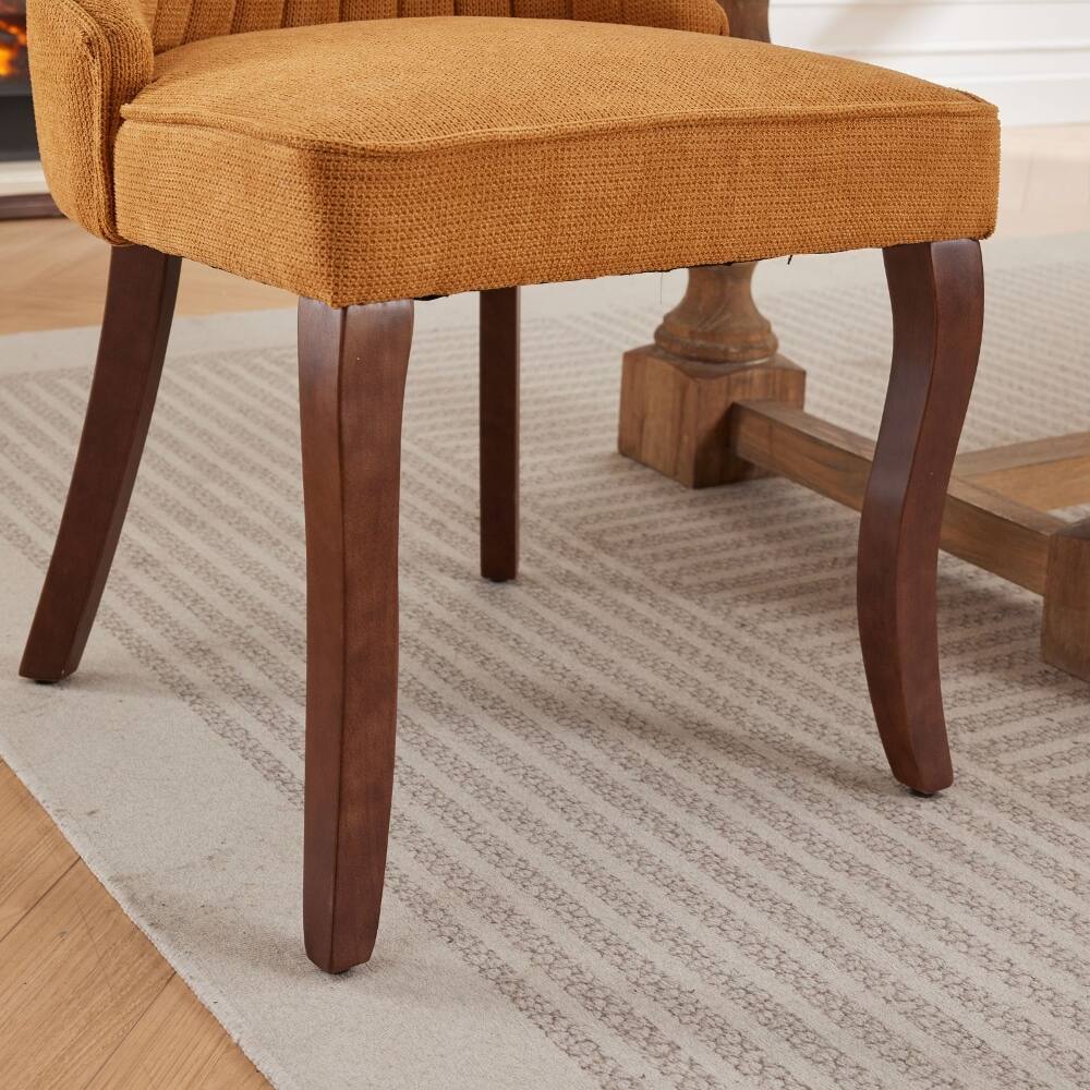 Alt View 8. Loheer - Loheer Dining Chairs Set of 2 Gold Upholstered High Back Chairs Solid Wood Legs - Gold.