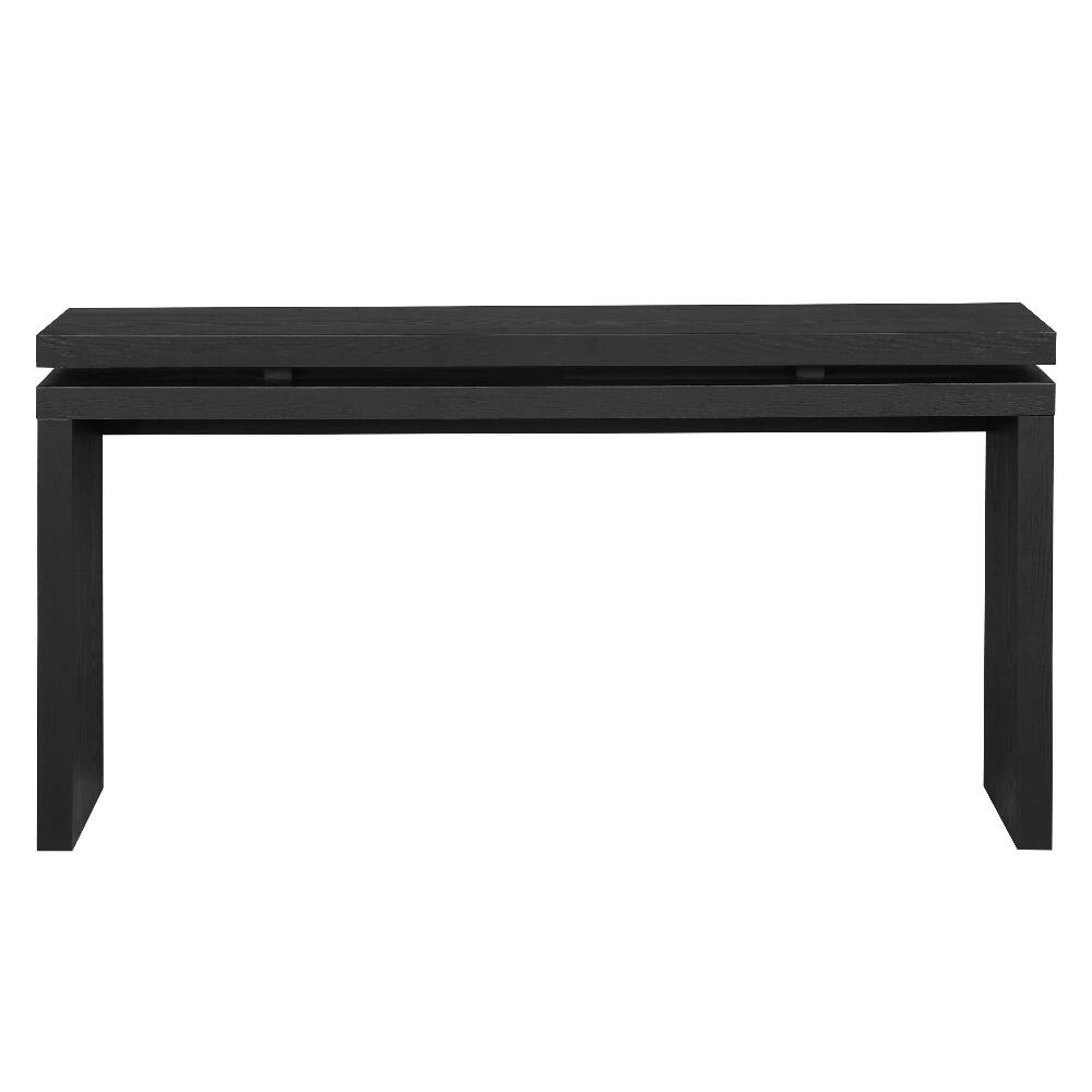 Alt View 6. Loheer - Loheer 60 inch black console table, double board suspension farmhouse entryway table with open storage - Black.