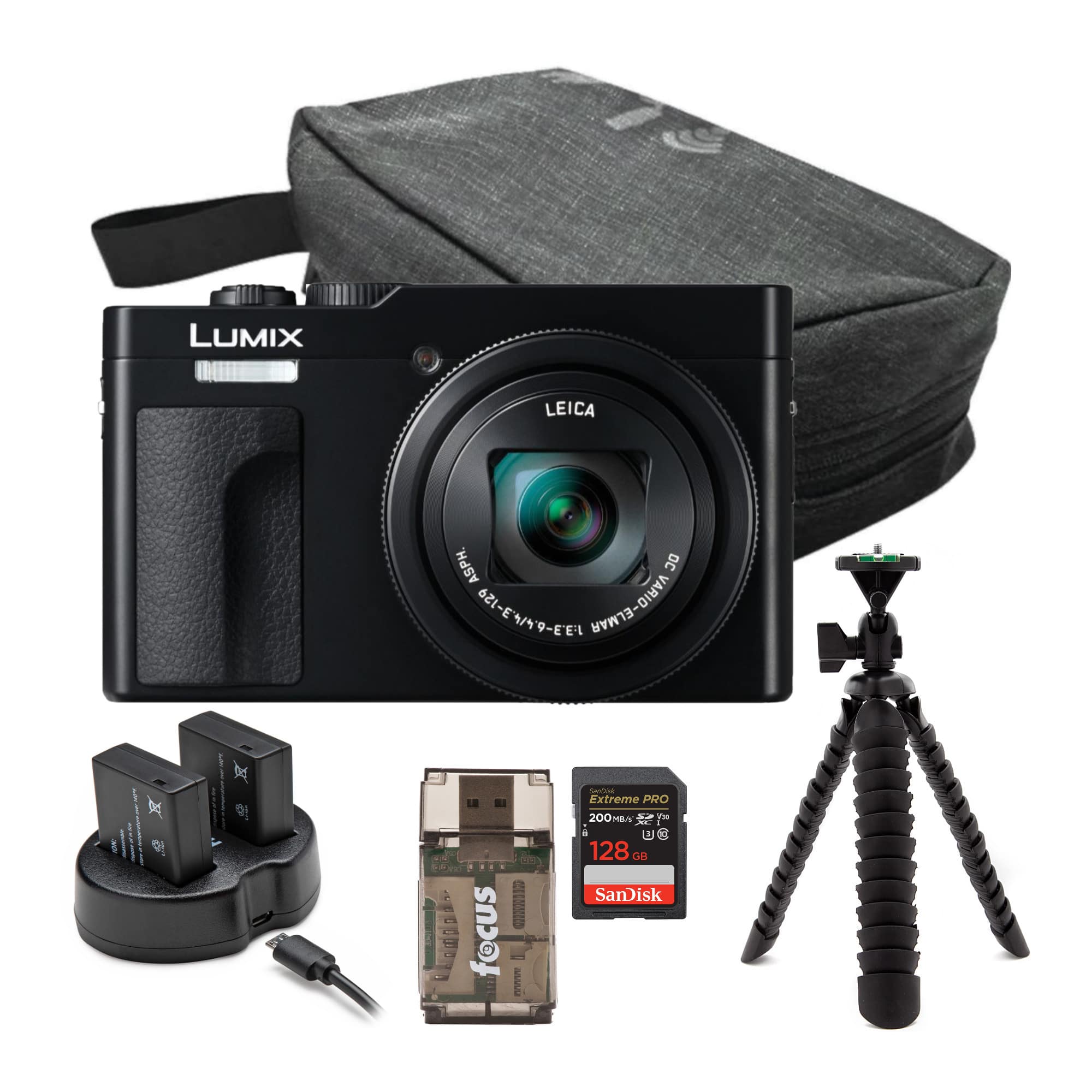 Panasonic - LUMIX ZS99 30x Zoom Point Compact Black Digital Camera Bundle