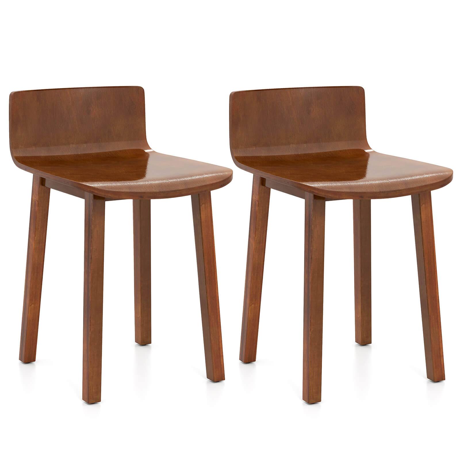Front. Costway - Costway Dining Chairs Set of 2 with Acacia Wood Legs Curved Seat & Low Back for Home - Brown.