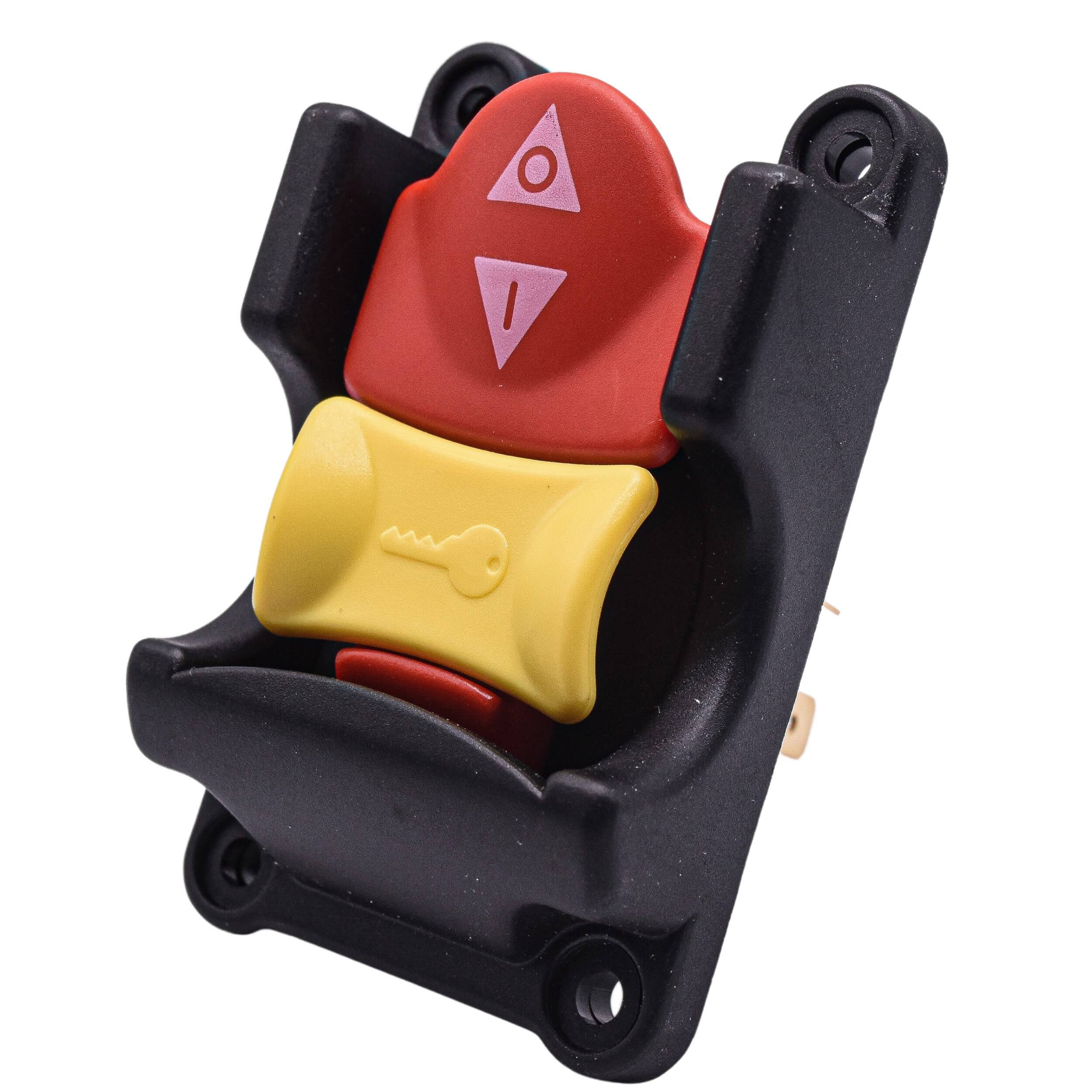 Back. HQRP - On-Off Table Saw Toggle Switch with Safety Key, UL Listed, 125/250 V 20 A, for Ryobi Craftsman Ridgid - black.