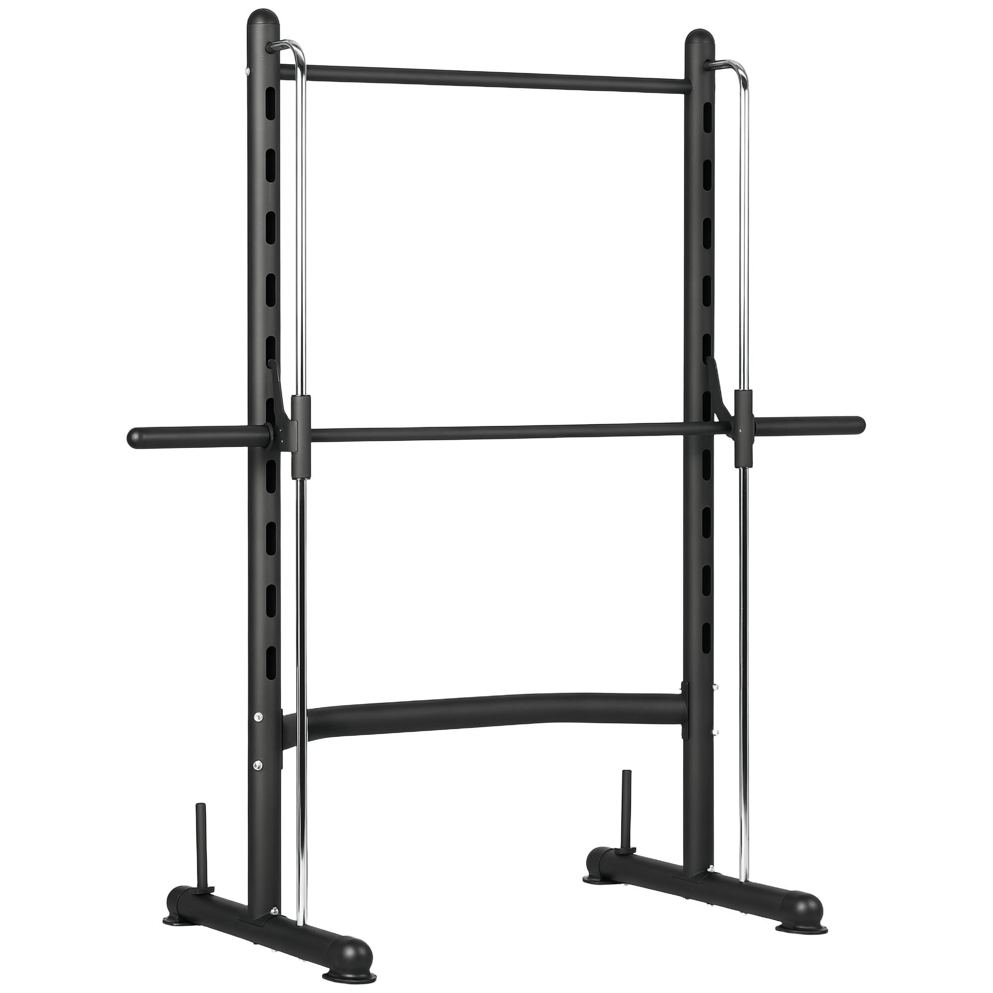 Front. Soozier - Soozier Squat Rack with Pull-Up Bar, Adjustable Power Rack with Barbell Bar, Multi-Functional Bench Press Rack - Black and Silver.
