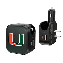 Keyscaper - Miami Hurricanes 2-in-1 USB A/C Charger - Black