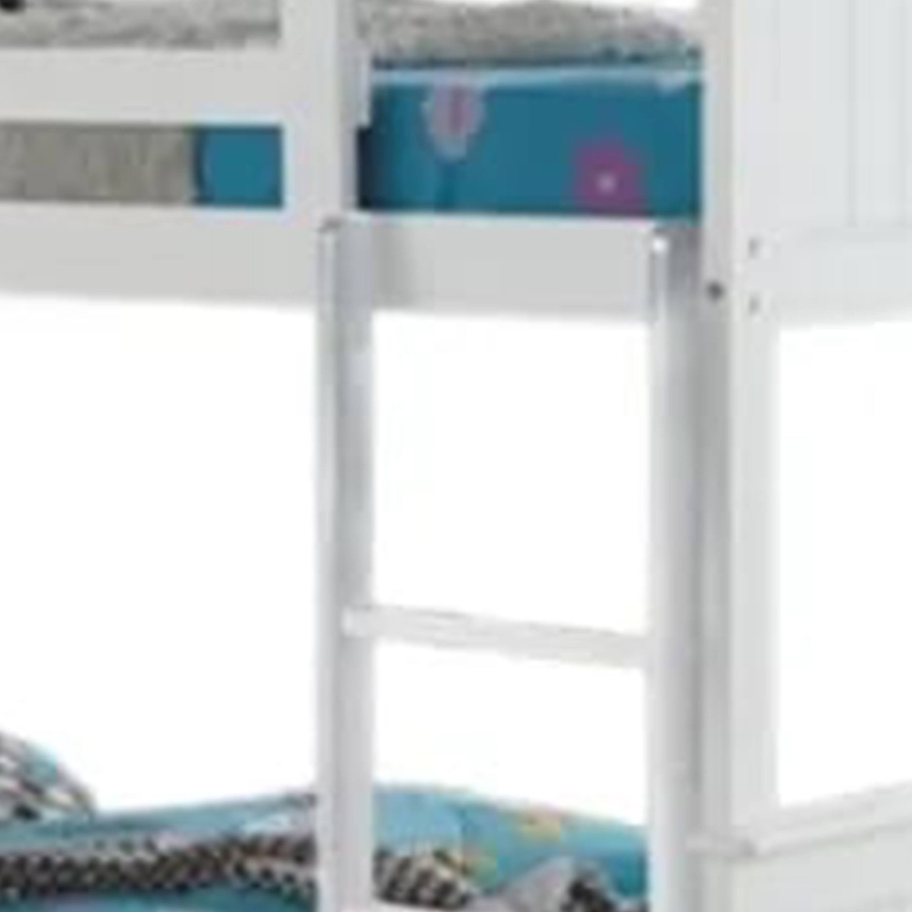 Alt View 1. Manhattan Lane - Rexo Twin over Twin Bunk Bed with Ladder, Plank Style Headboard - White.