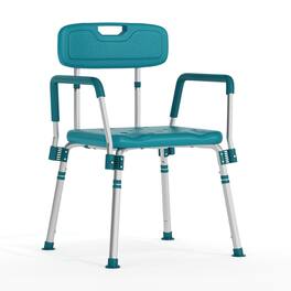 Emma + Oliver - 300 Lb. Capacity Quick Release Back & Arm Shower Chair - Teal